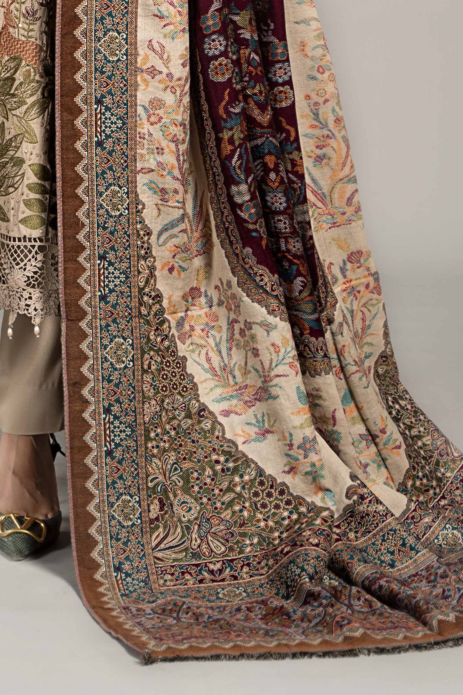 3 Piece Embroidered Linen Suit | DLS-1211
