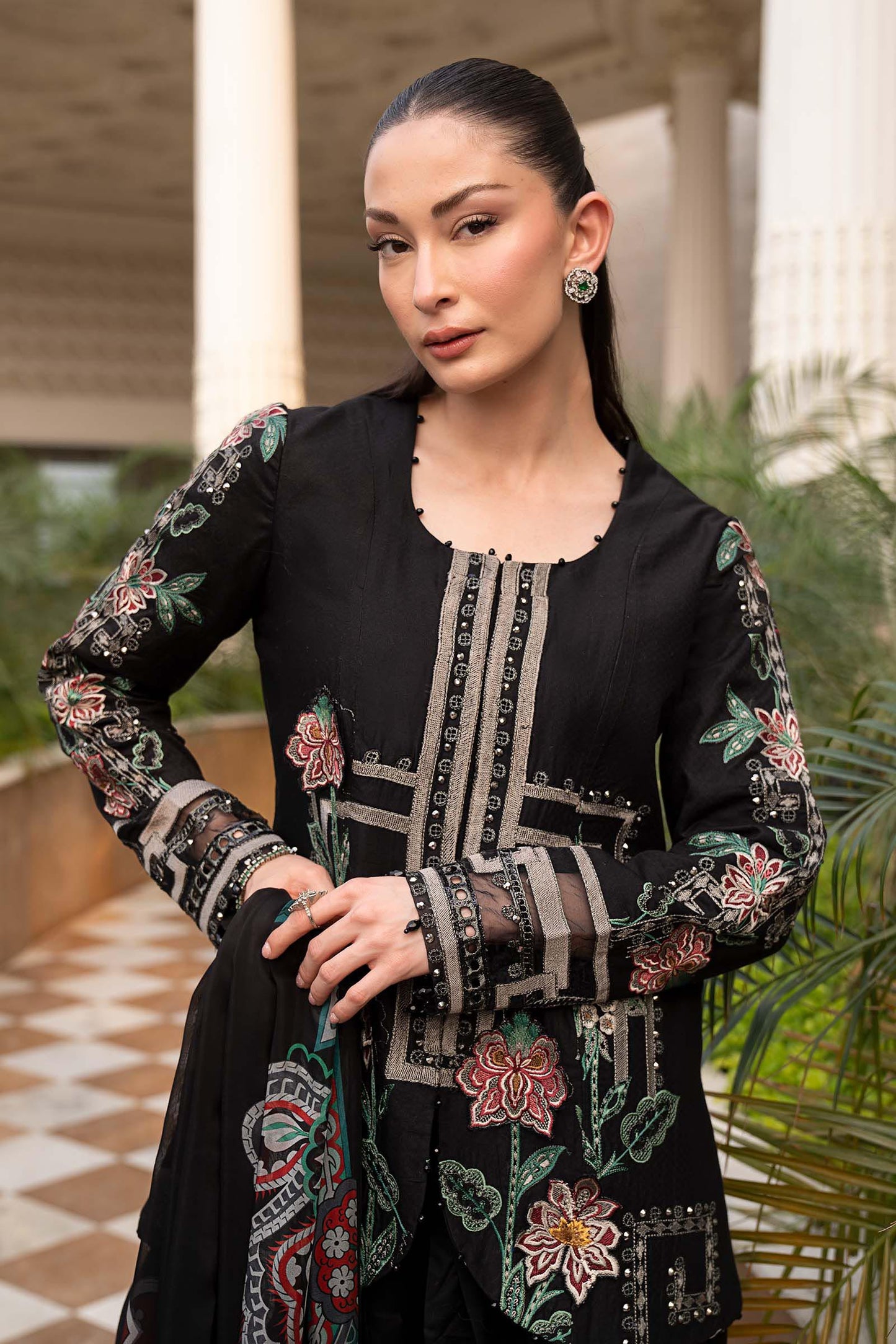 3 Piece Embroidered Jacquard Lawn Suit