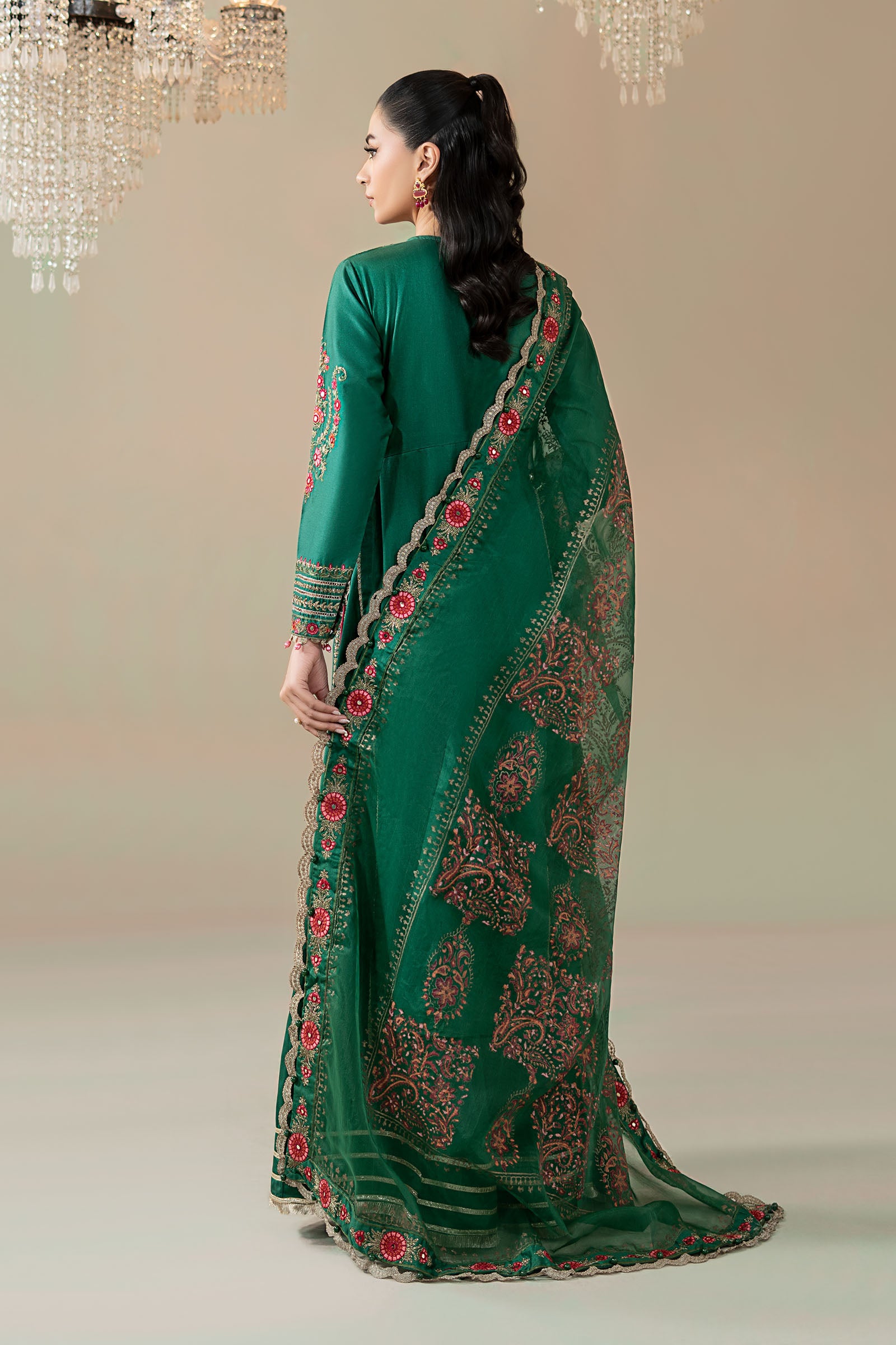 3 Piece Embroidered Cotton Satin Suit | CSS-811