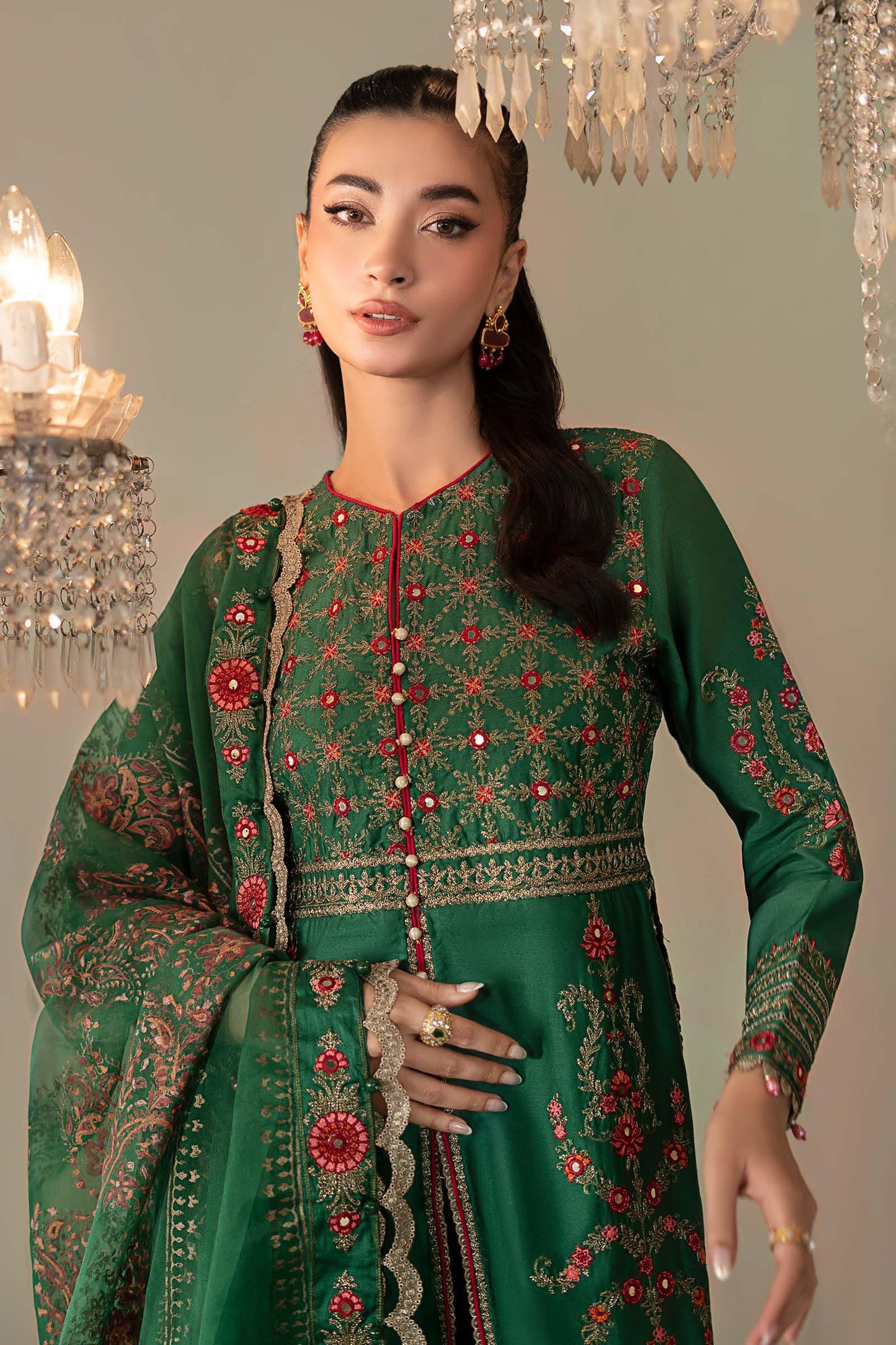 3 Piece Embroidered Cotton Satin Suit | CSS-811