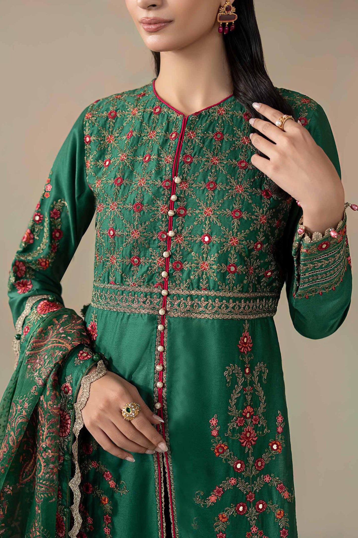 3 Piece Embroidered Cotton Satin Suit | CSS-811