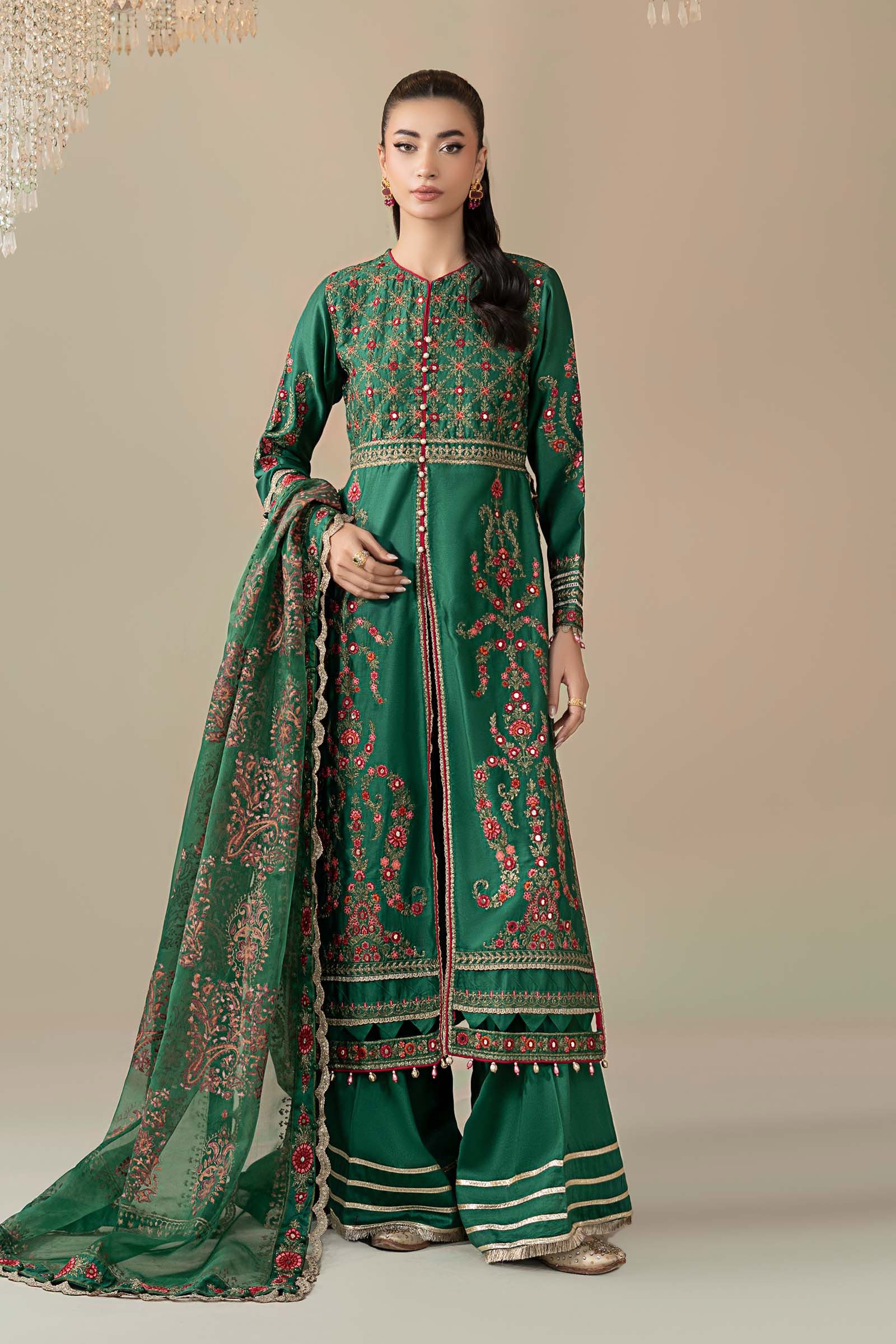 3 Piece Embroidered Cotton Satin Suit | CSS-811