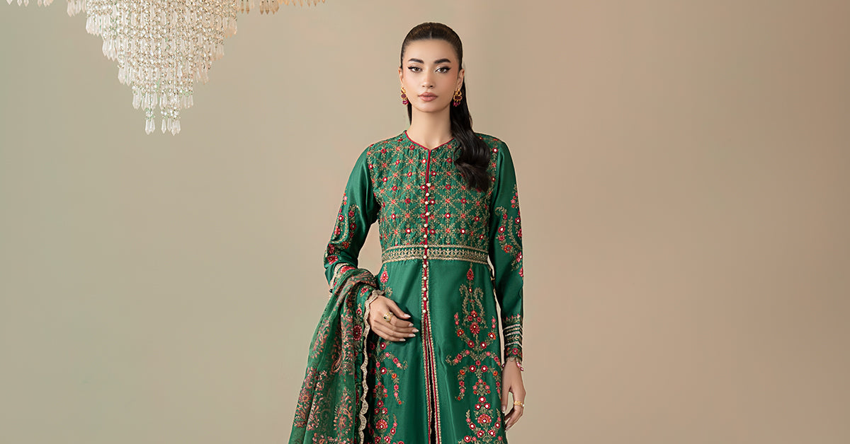 3 Piece Embroidered Cotton Satin Suit | CSS-811