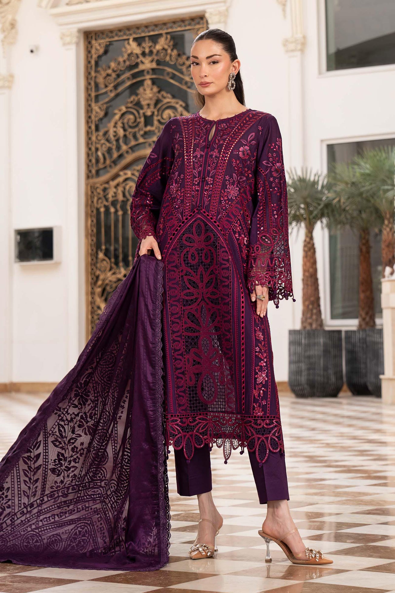 embroidered pakistani dresses QALAMKAR LUXURY LAWN EMBROIDERED DRESS main image 1