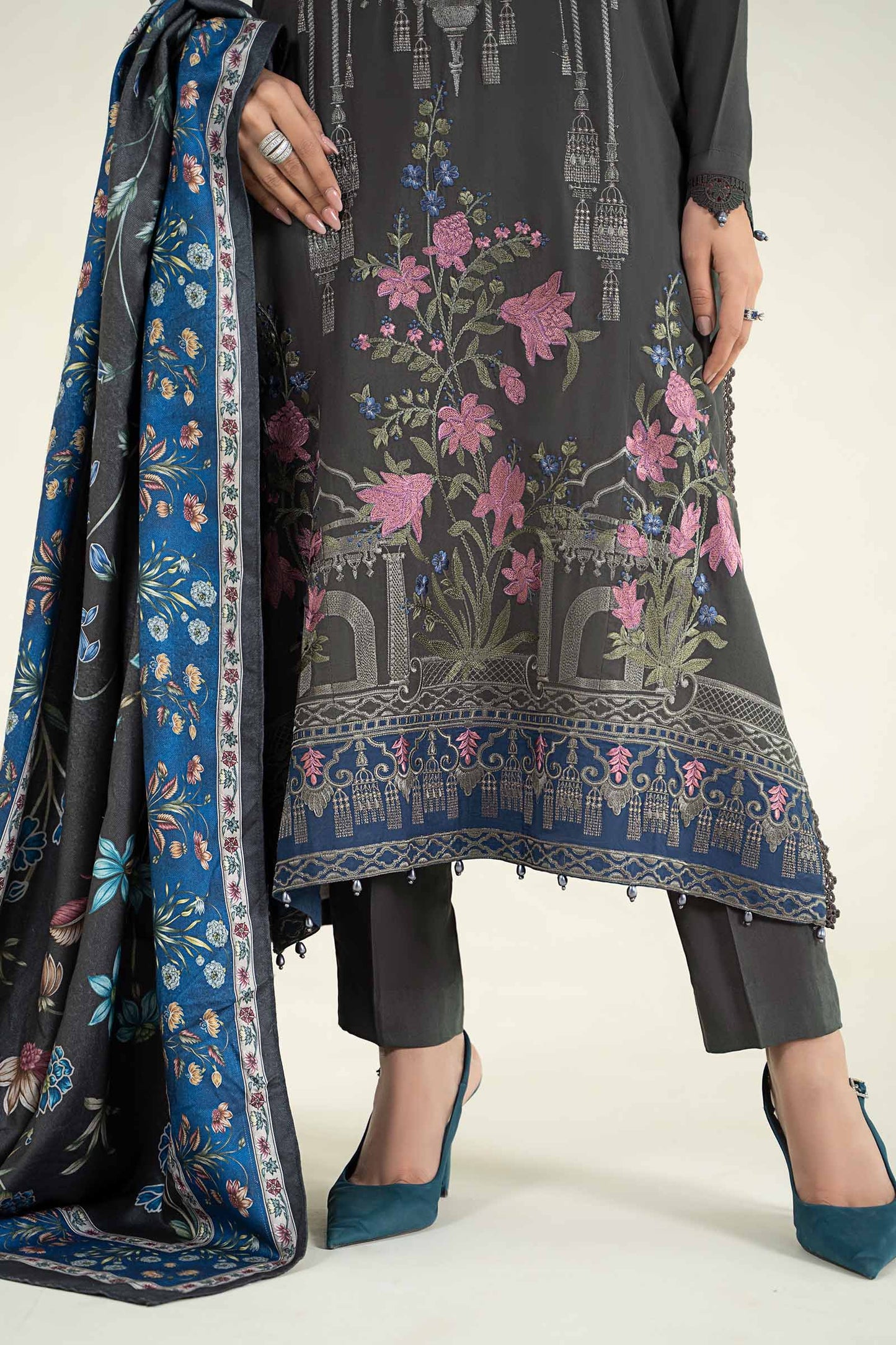 3 Piece Printed Linen Suit | MPS-2401-A