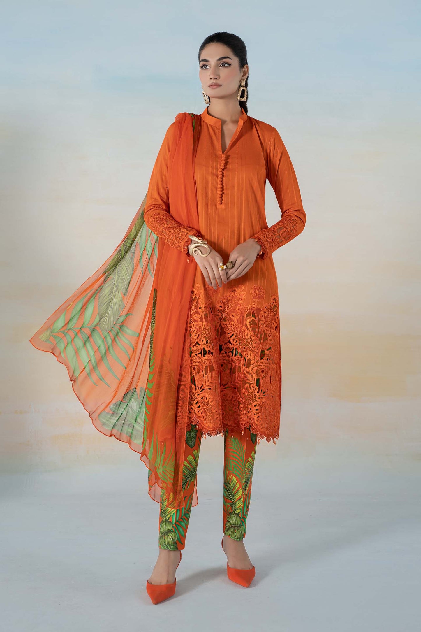 3 PIECE PRINTED DOBBY LAWN SUIT