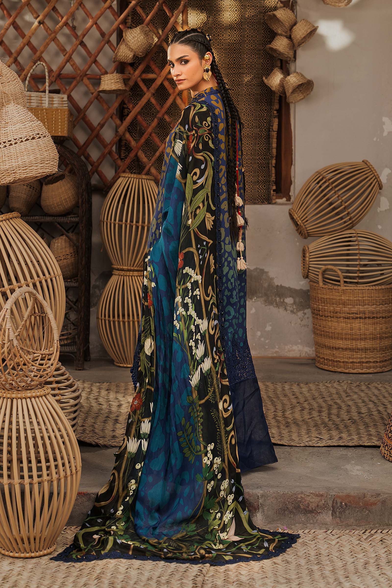3 Piece Unstitched Embroidered Linen Suit