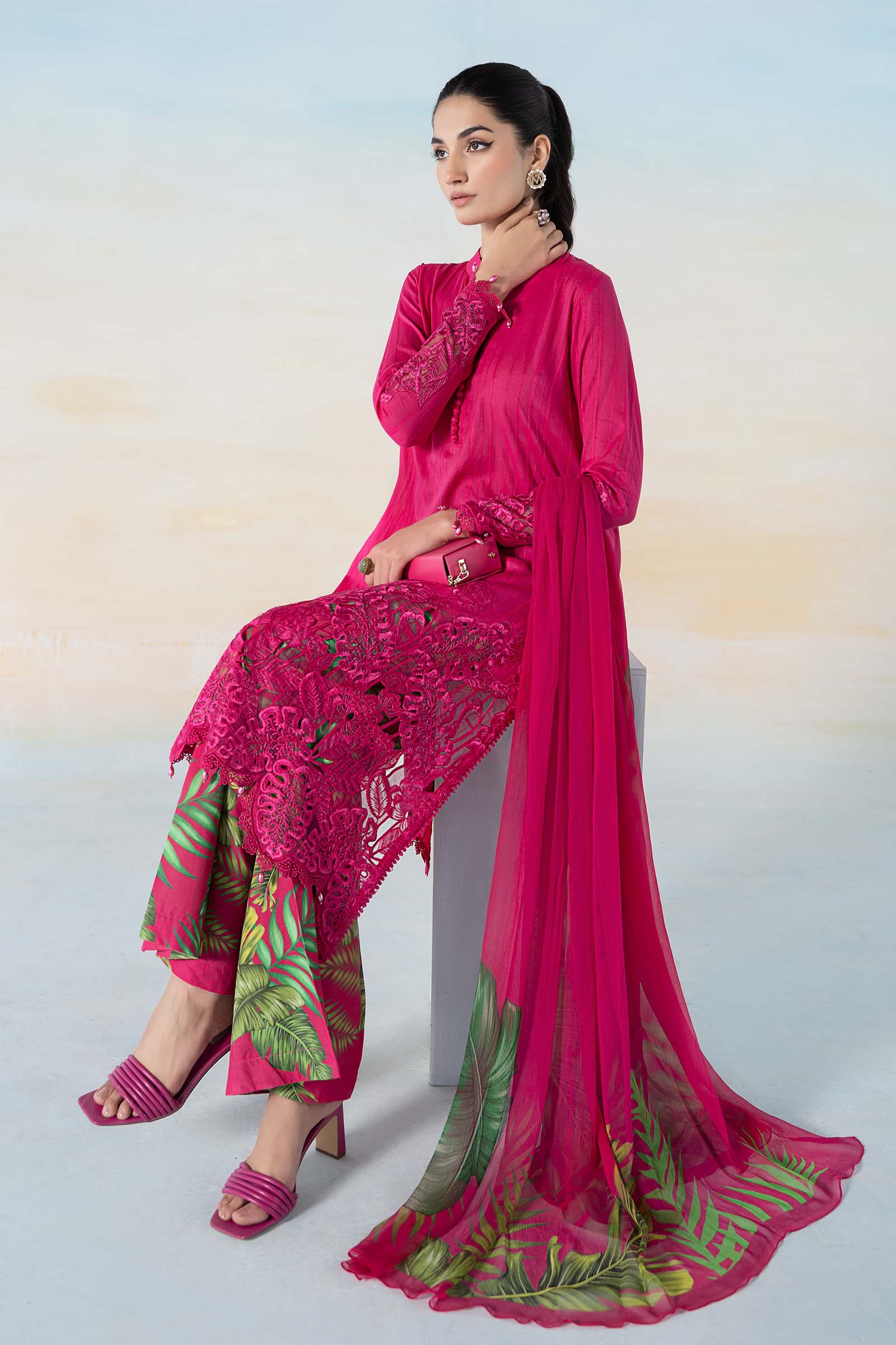3 PIECE PRINTED DOBBY LAWN SUIT | MPS-2101-B