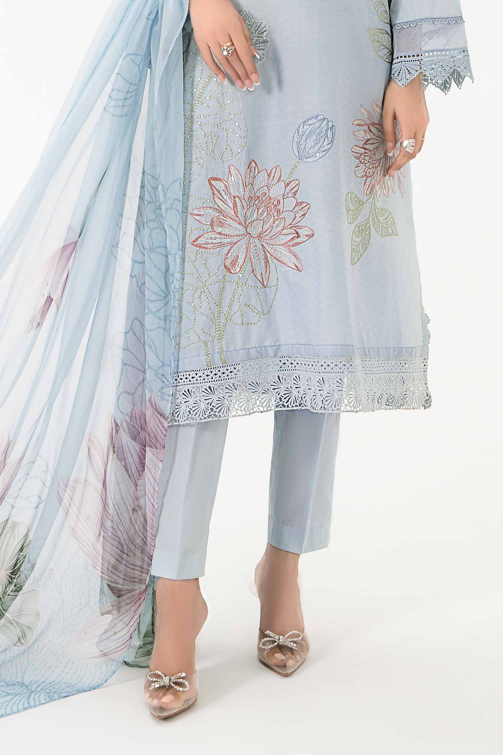 3 Piece Printed Dobby Lawn Suit | MPS-2201-B