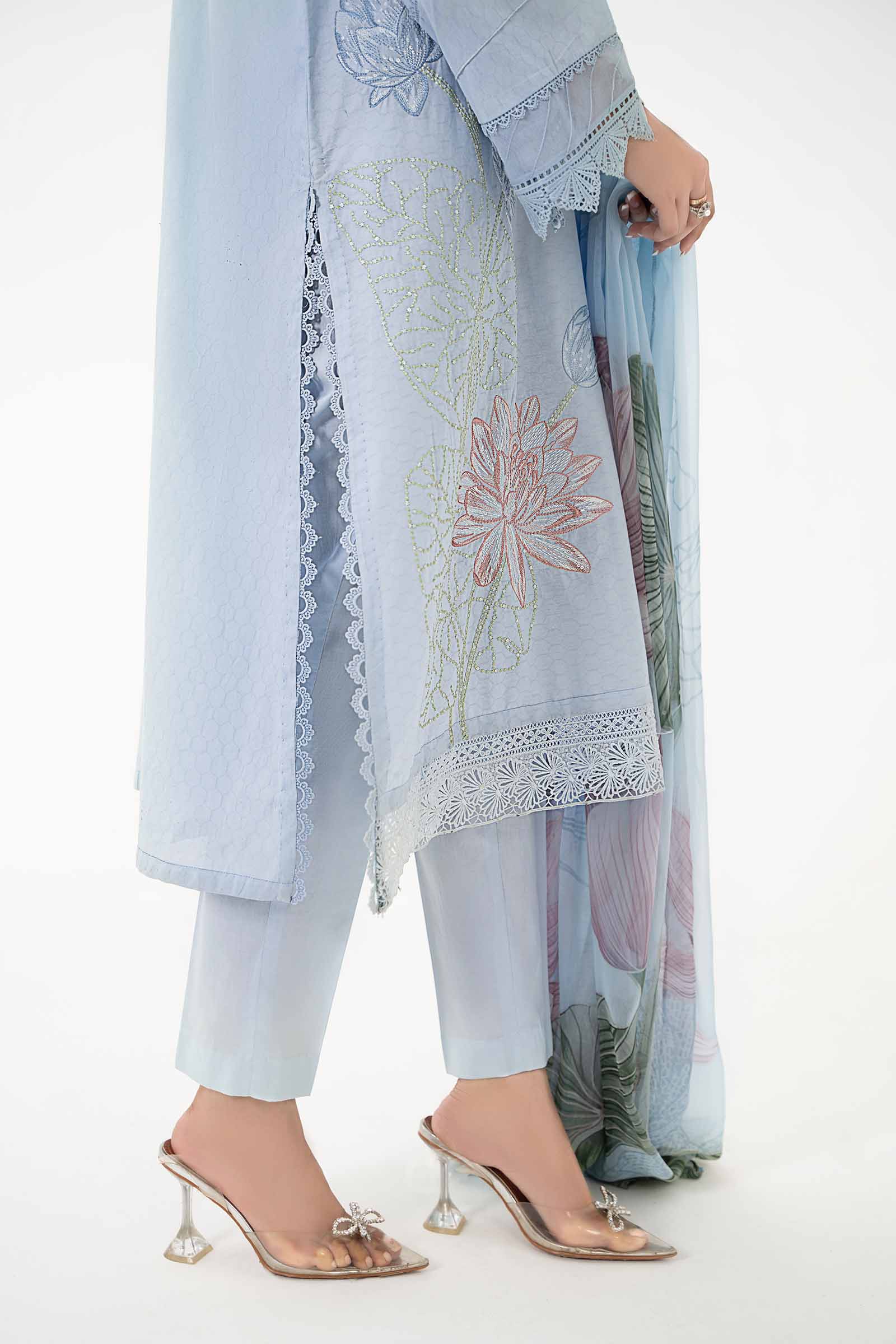3 Piece Printed Dobby Lawn Suit | MPS-2201-B