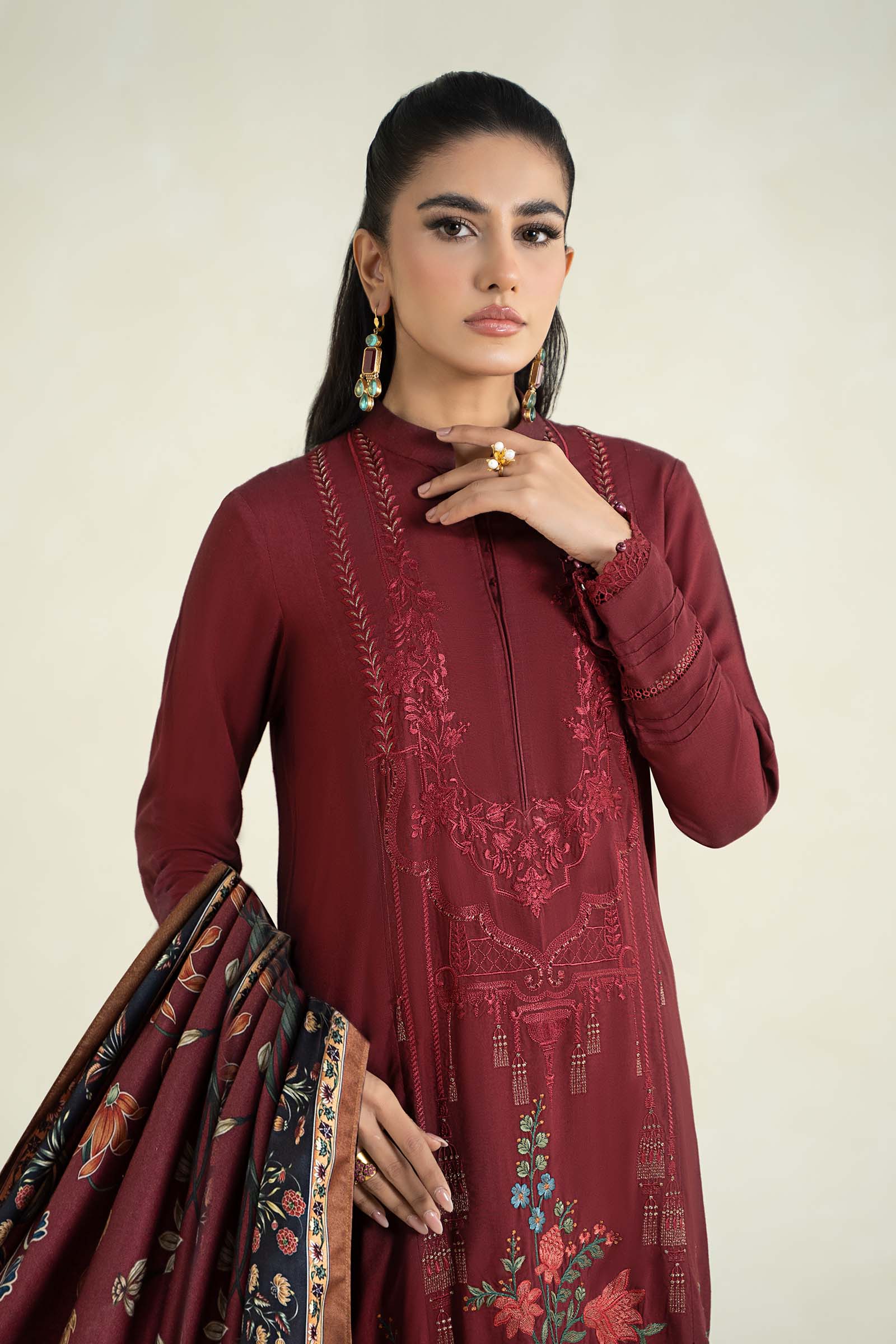 3 Piece Printed Linen Suit | MPS-2401-B