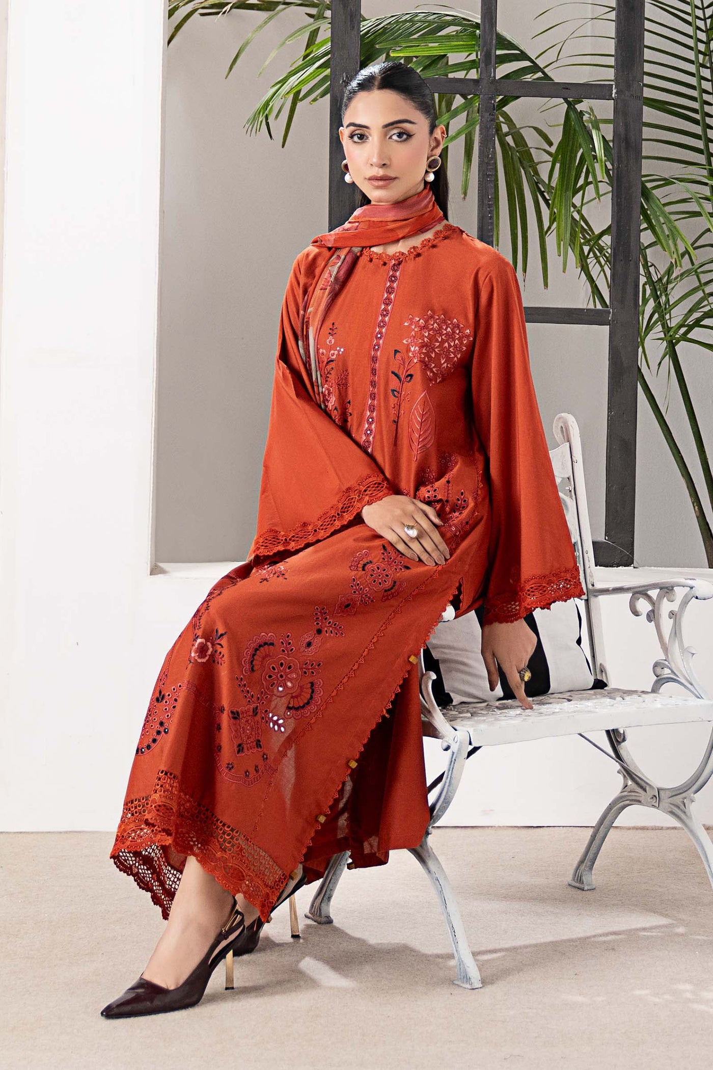 3 Piece Embroidered Cambric Suit