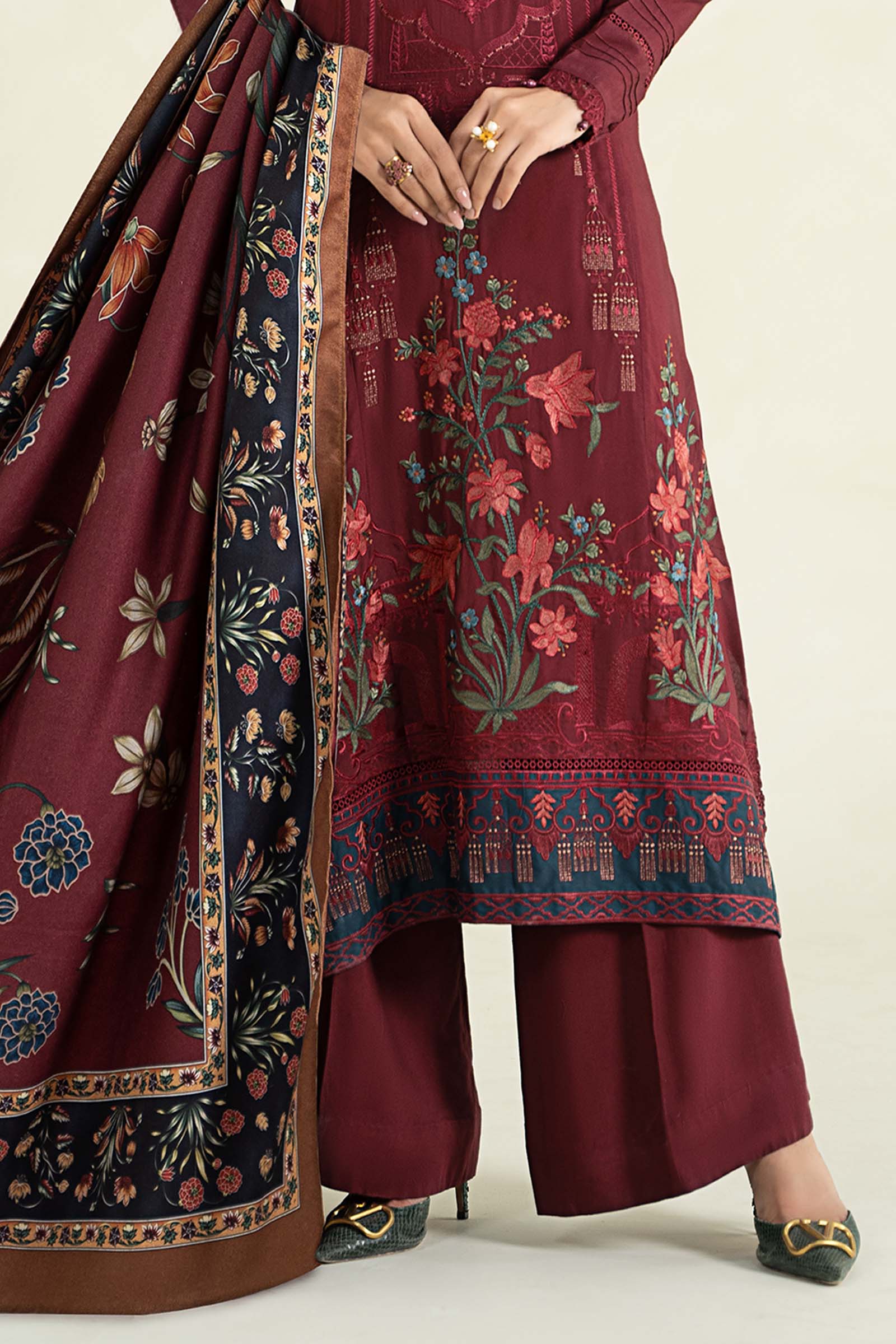 3 Piece Printed Linen Suit | MPS-2401-B