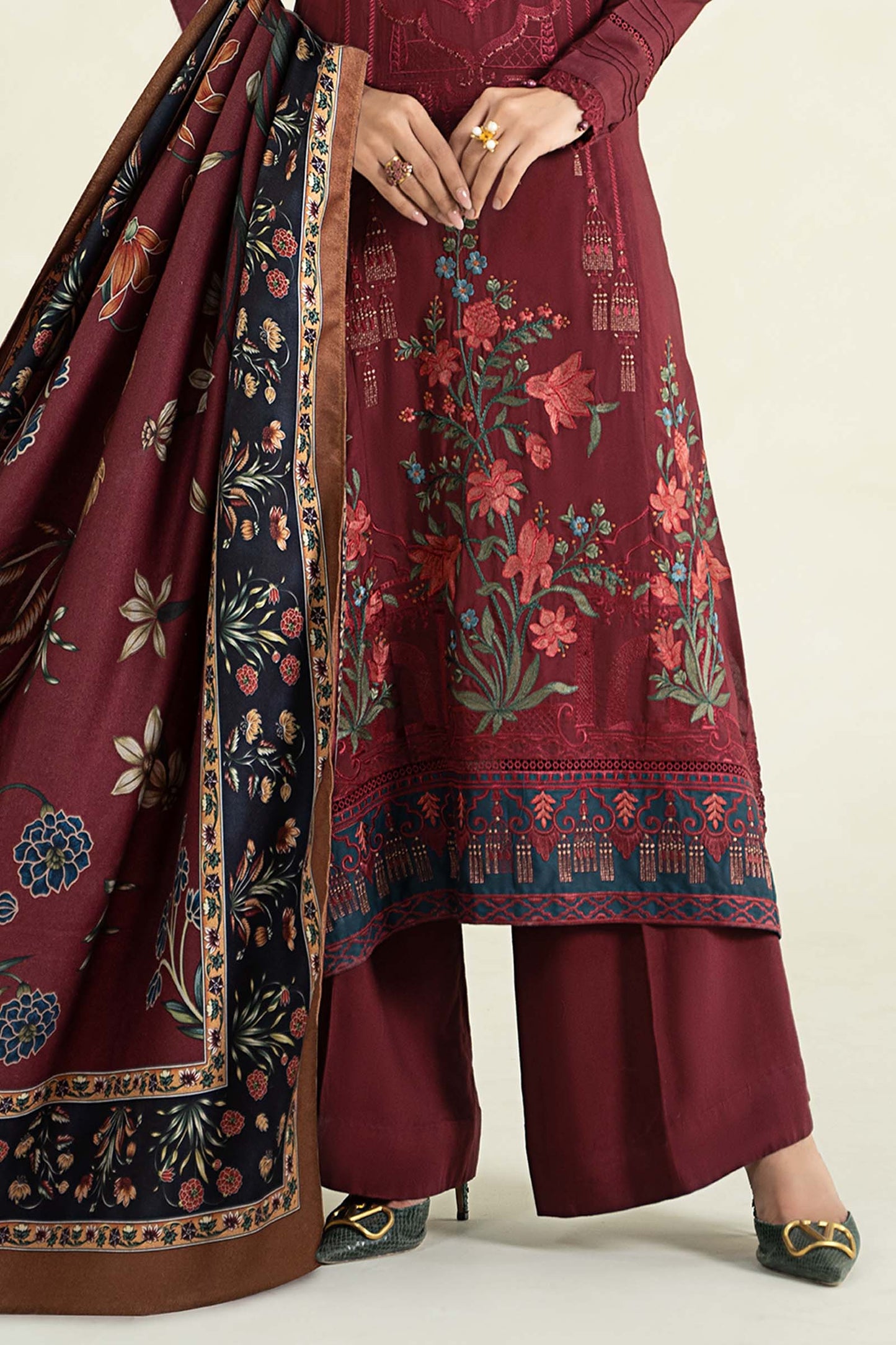 3 Piece Printed Linen Suit | MPS-2401-B