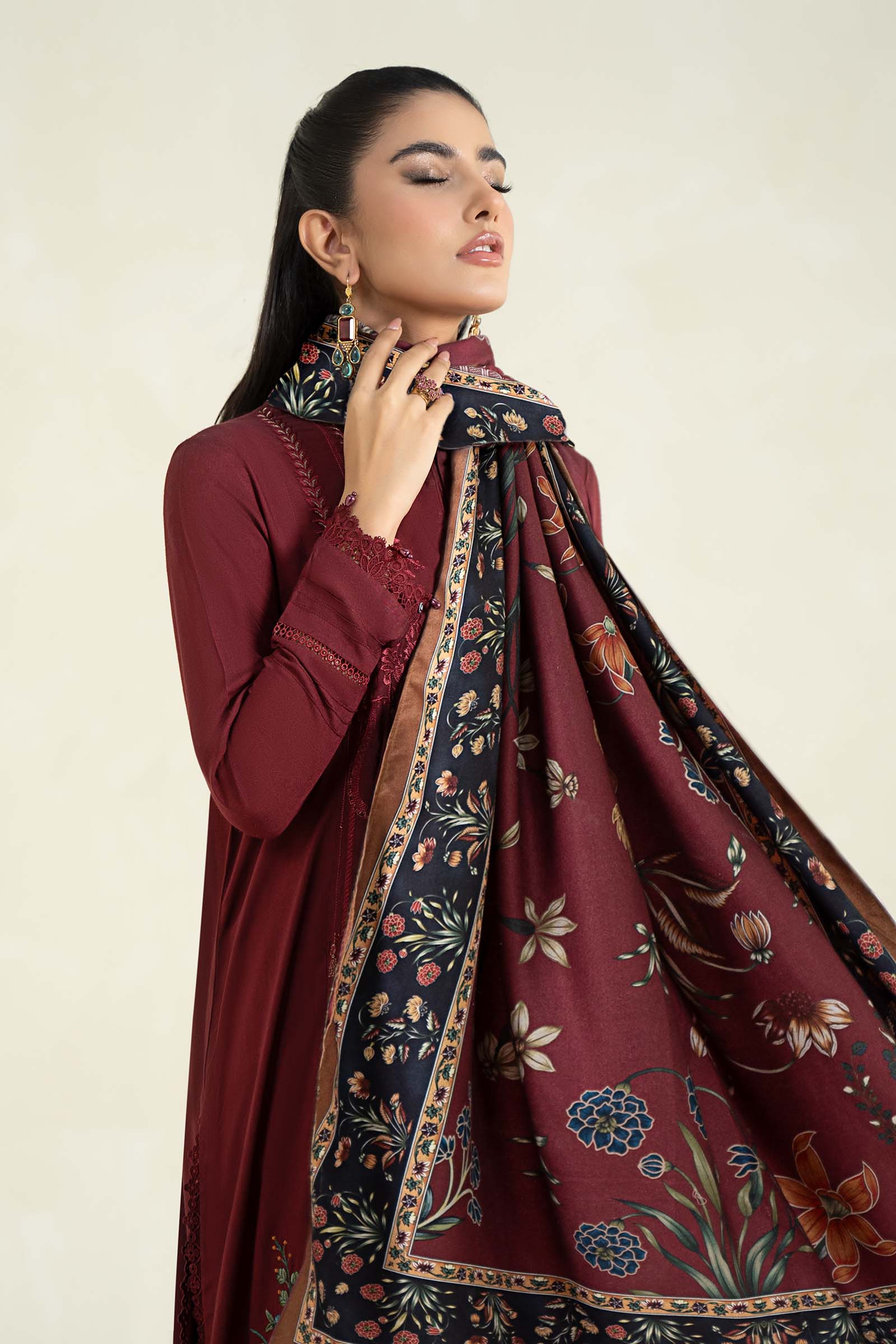 3 Piece Printed Linen Suit | MPS-2401-B
