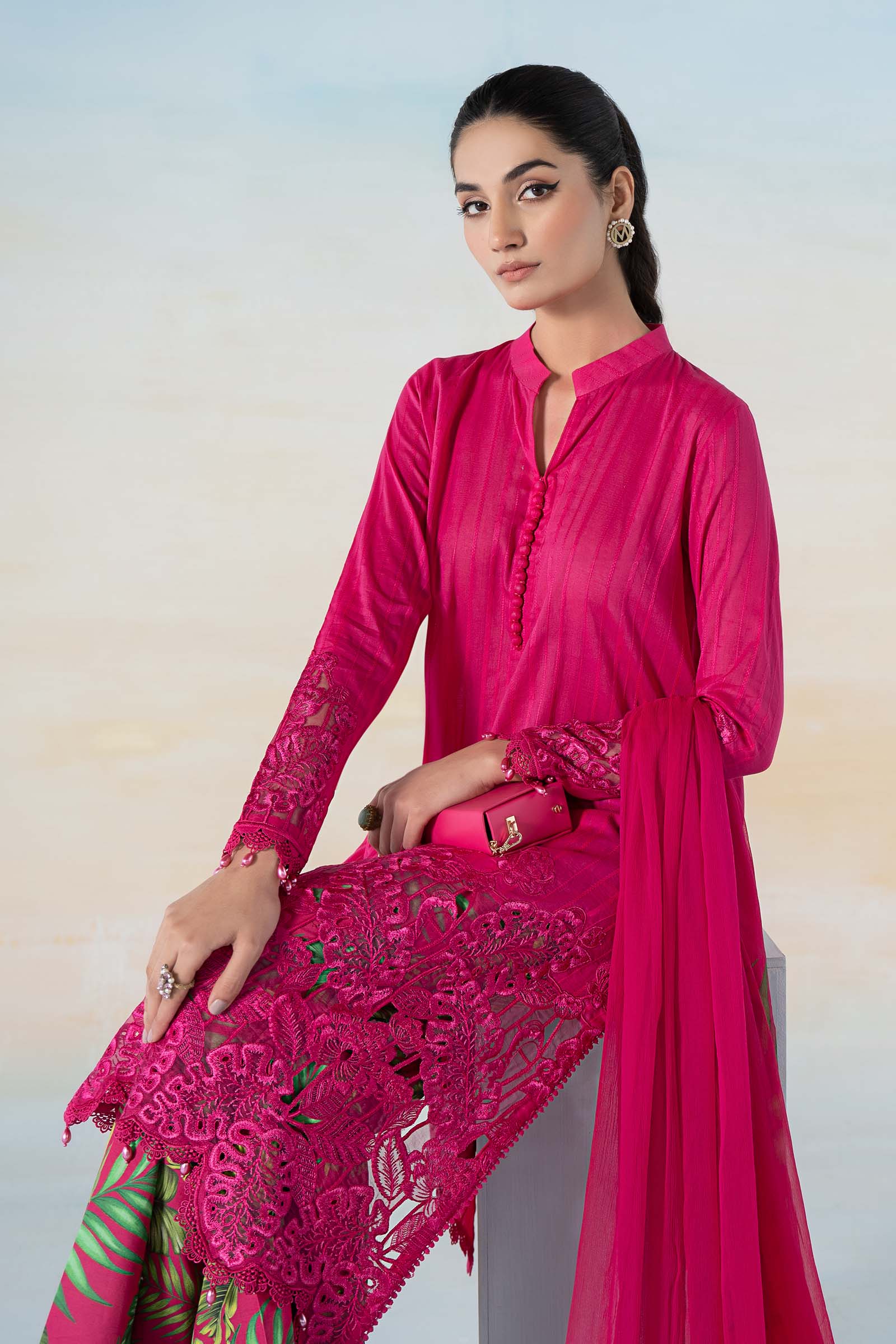 3 PIECE PRINTED DOBBY LAWN SUIT | MPS-2101-B