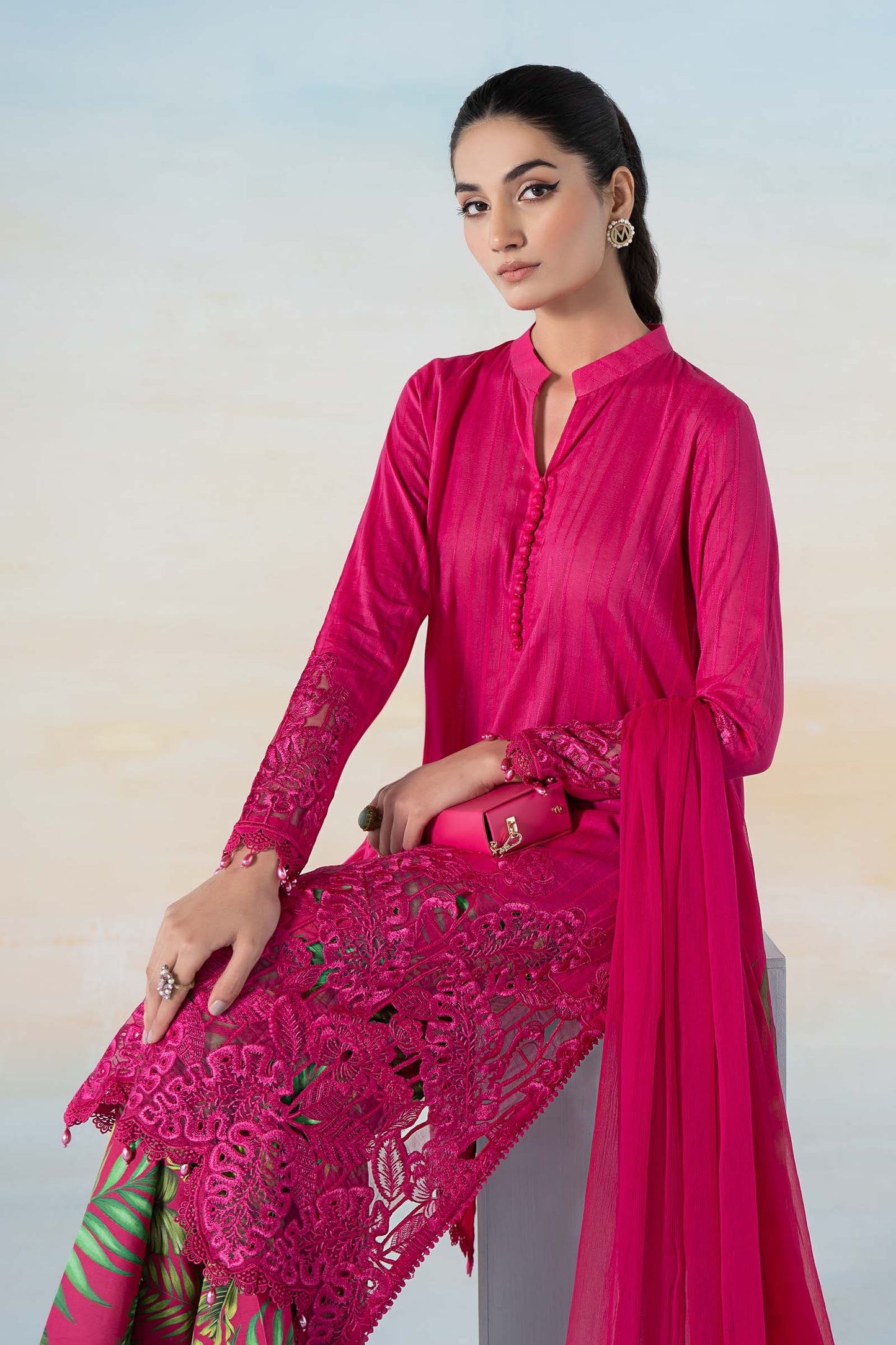 3 PIECE PRINTED DOBBY LAWN SUIT | MPS-2101-B