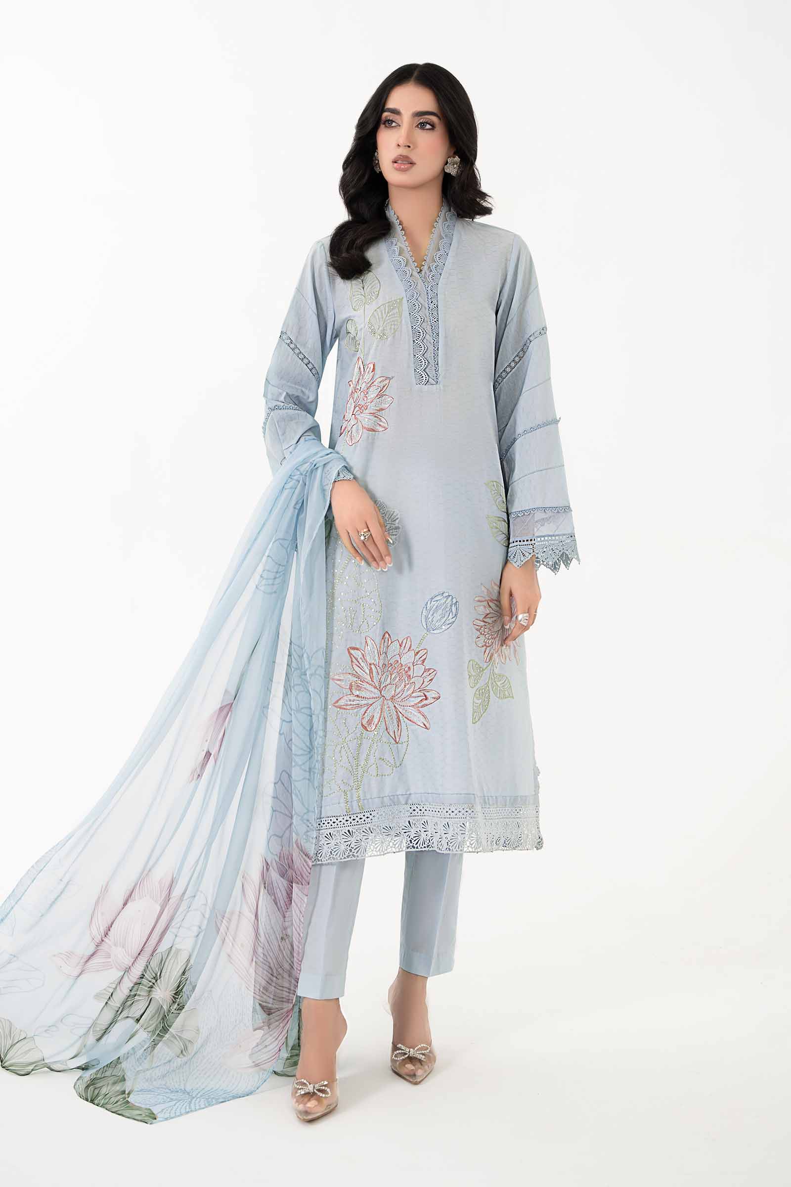 3 Piece Printed Dobby Lawn Suit | MPS-2201-B