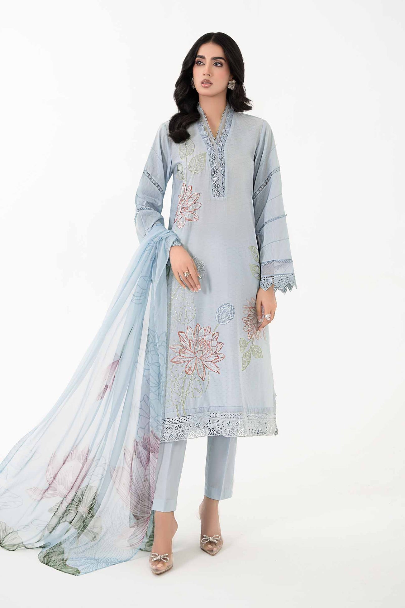 3 Piece Printed Dobby Lawn Suit | MPS-2201-B