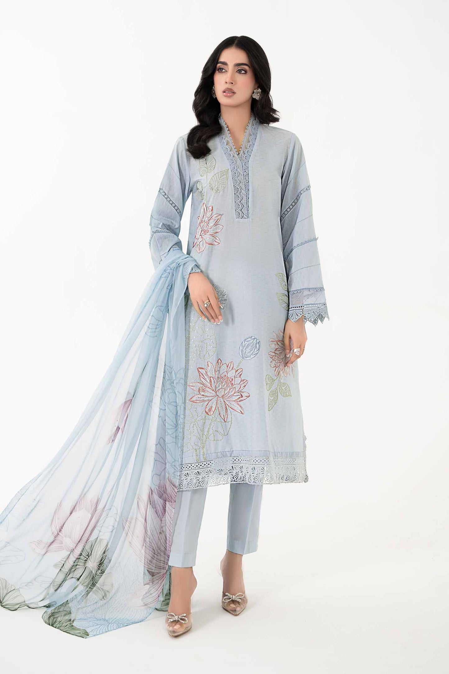 3 Piece Printed Dobby Lawn Suit | MPS-2201-B