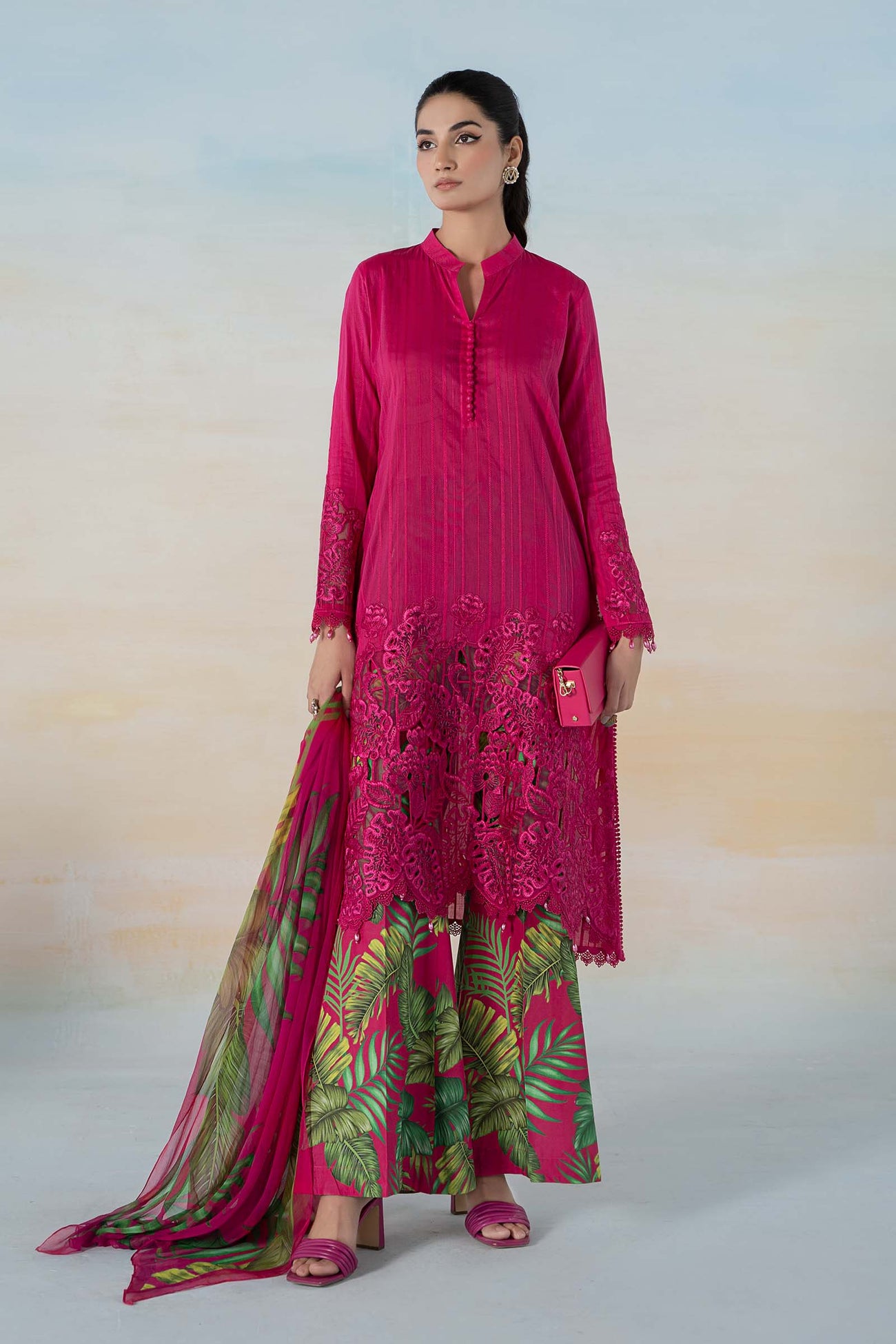 3 PIECE PRINTED DOBBY LAWN SUIT | MPS-2101-B