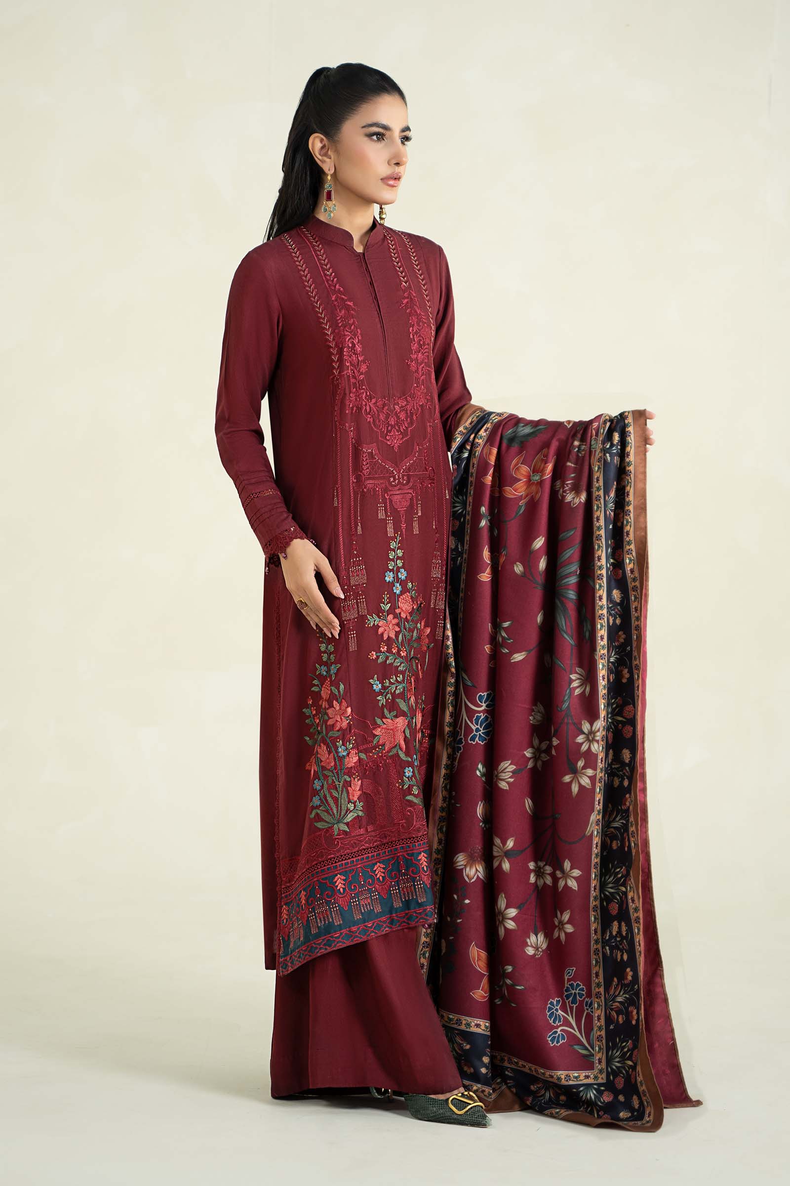 3 Piece Printed Linen Suit | MPS-2401-B