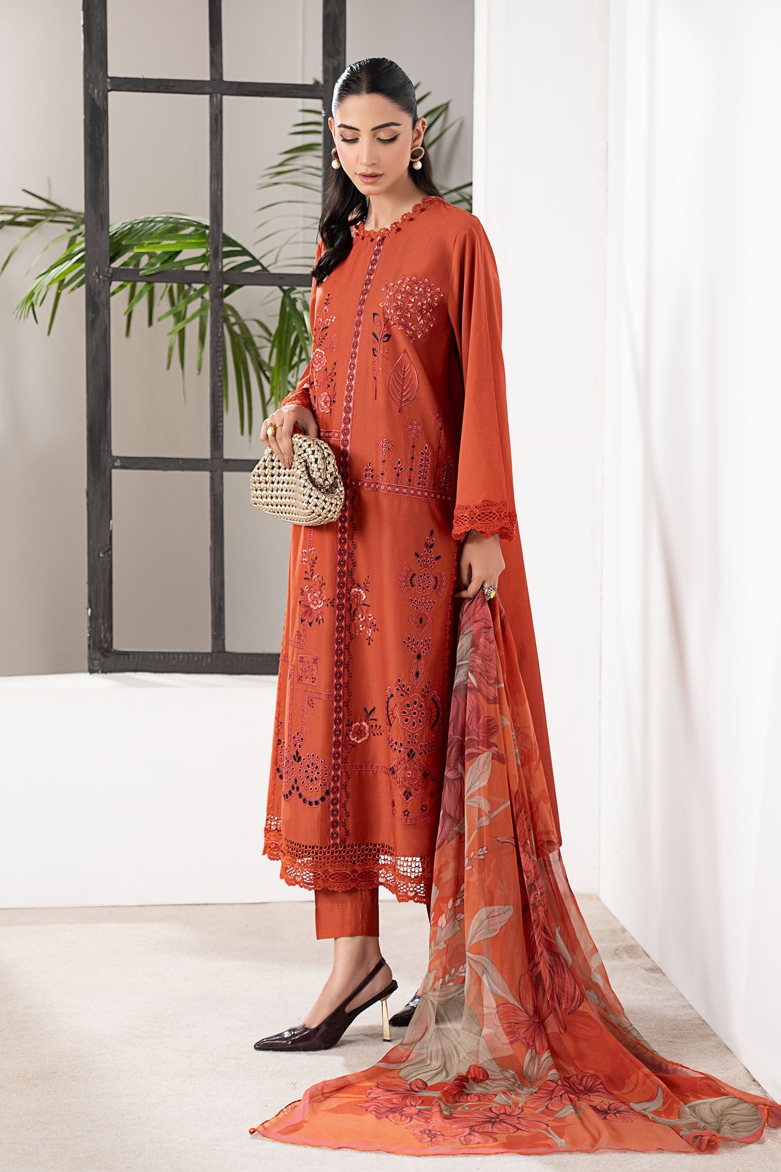 3 Piece Embroidered Cambric Suit
