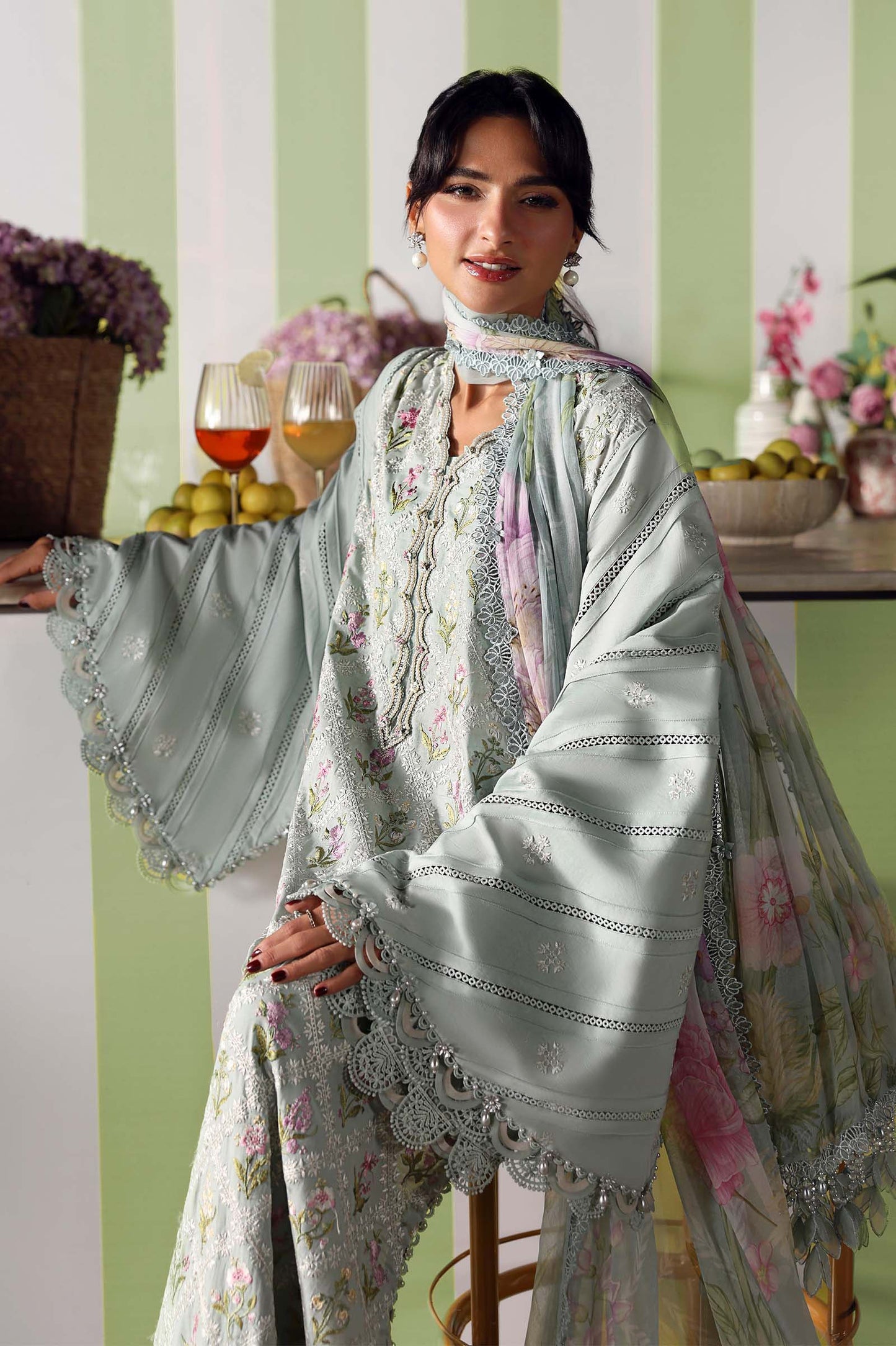 3 Piece Unstitched Embroidered Lawn Suit