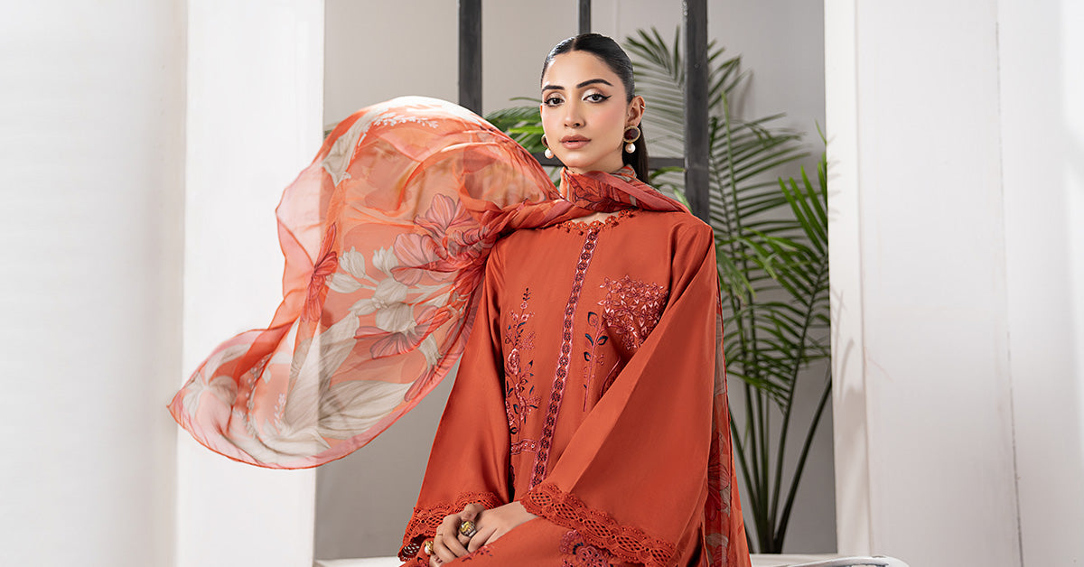 3 Piece Embroidered Cambric Suit