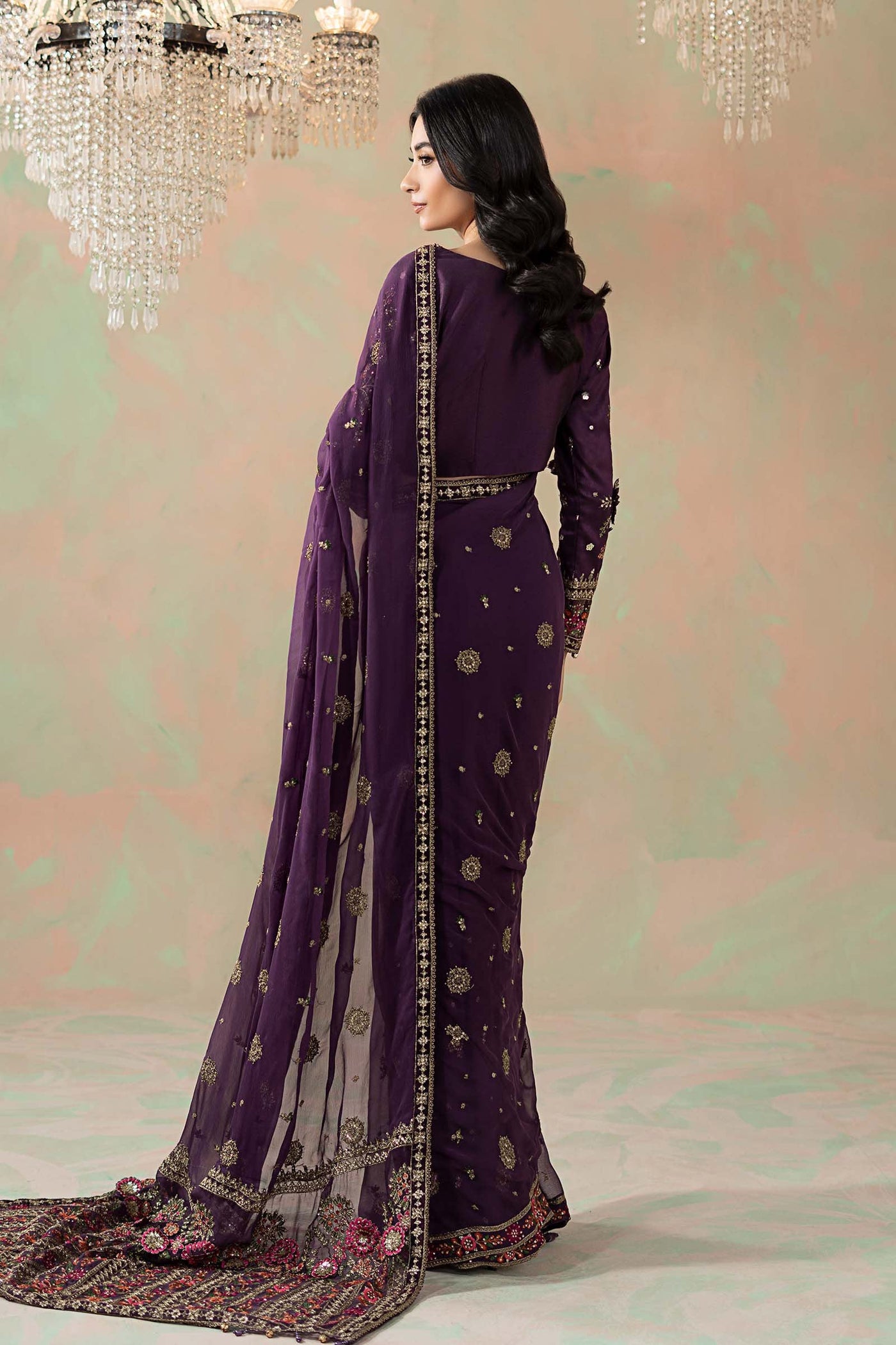 Embroidered Chiffon Saree