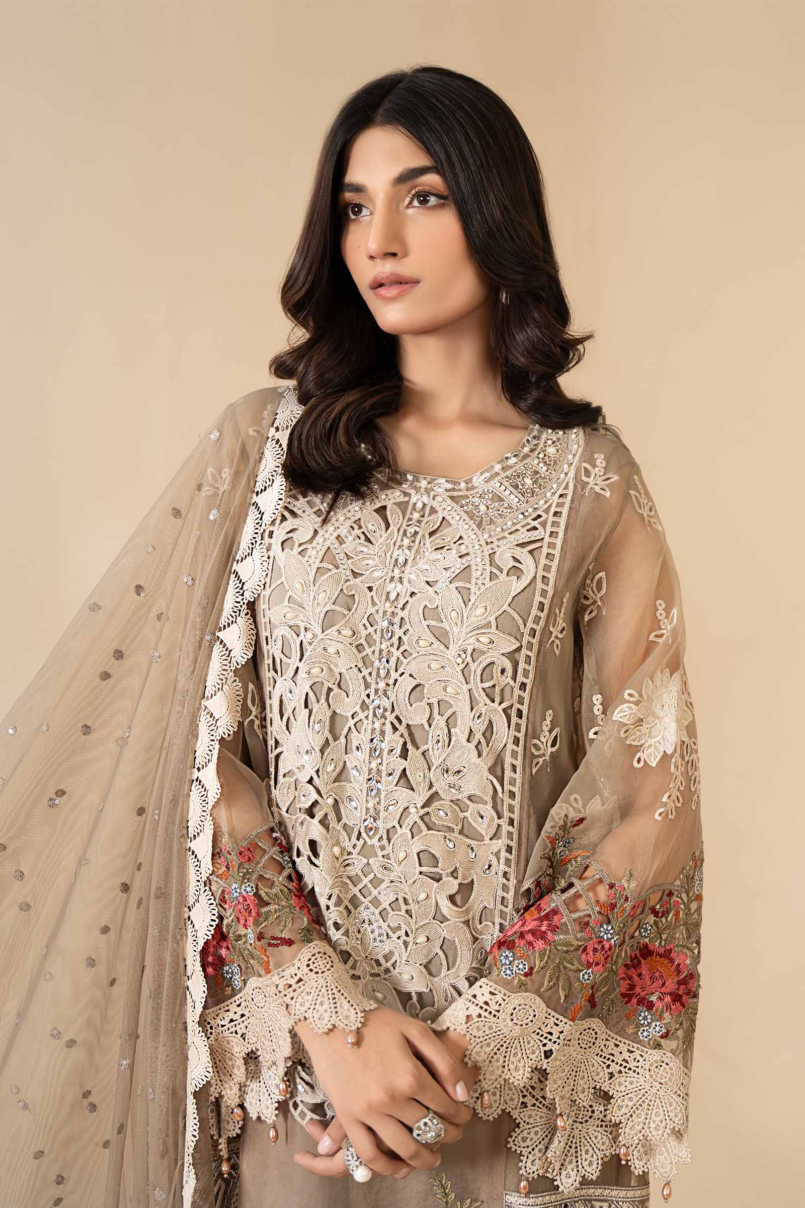 3 Piece Embroidered Organza Suit | ELS-24-01