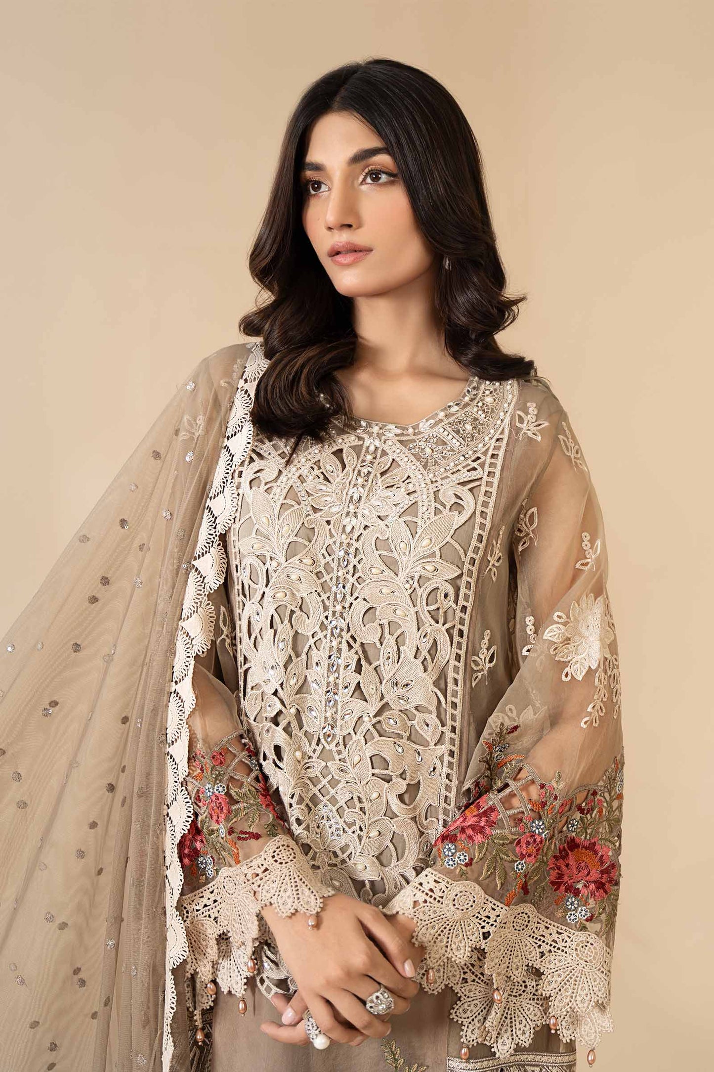 3 Piece Embroidered Organza Suit | ELS-24-01