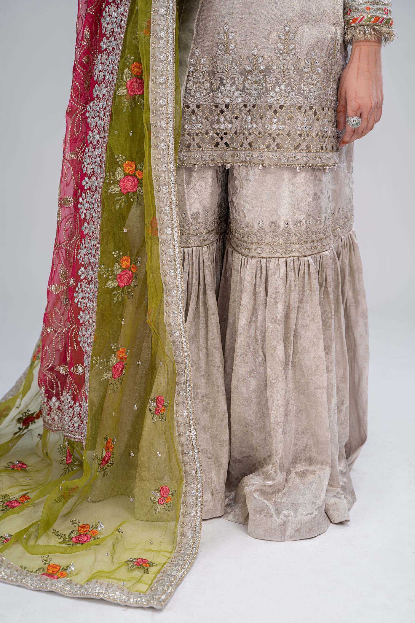 Suit Silver,Fuchsia Pink and Green BDS-2601