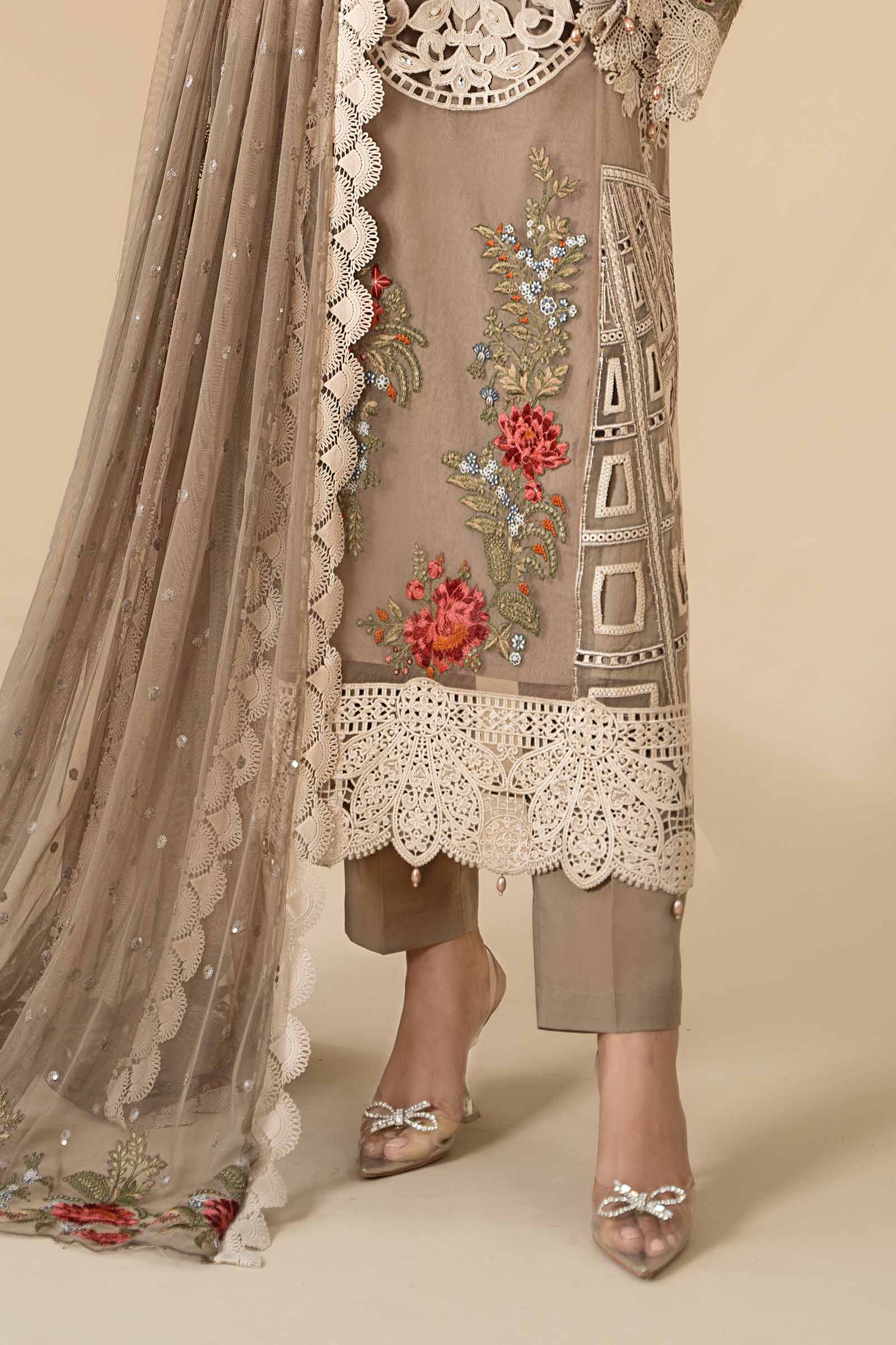 3 Piece Embroidered Organza Suit | ELS-24-01