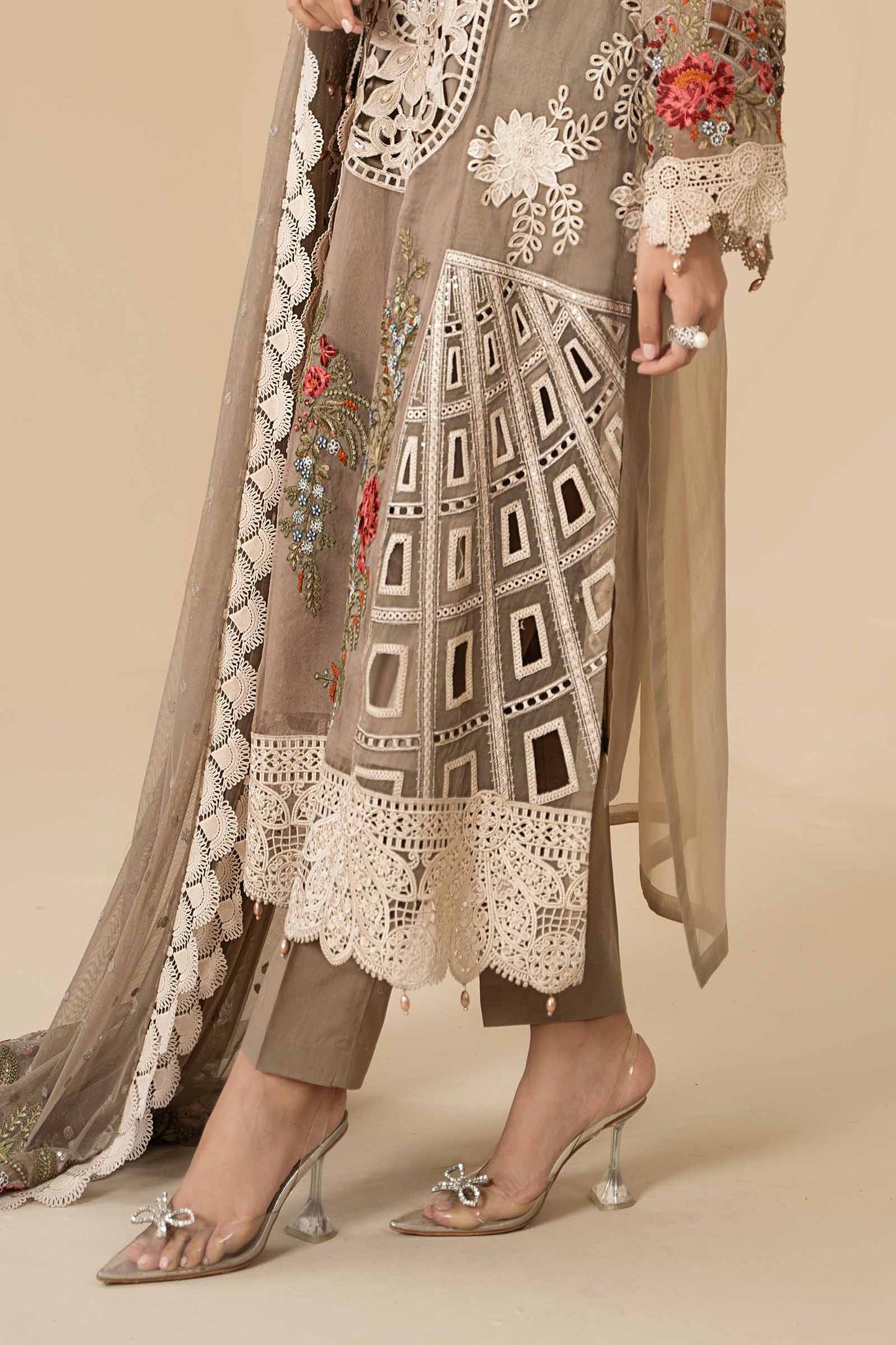 3 Piece Embroidered Organza Suit | ELS-24-01