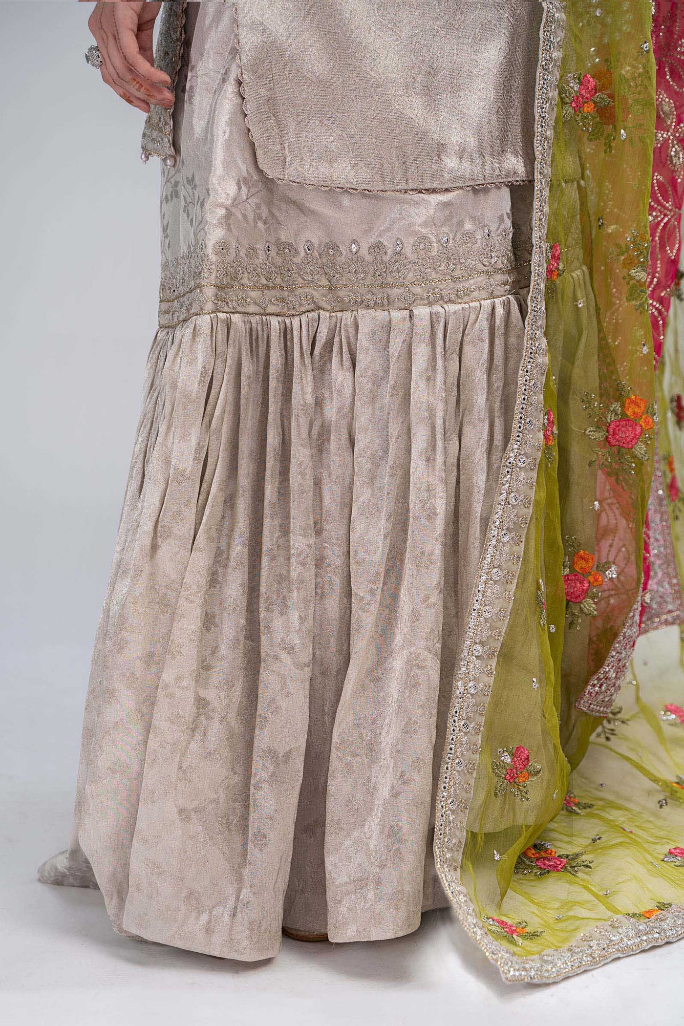 Suit Silver,Fuchsia Pink and Green BDS-2601