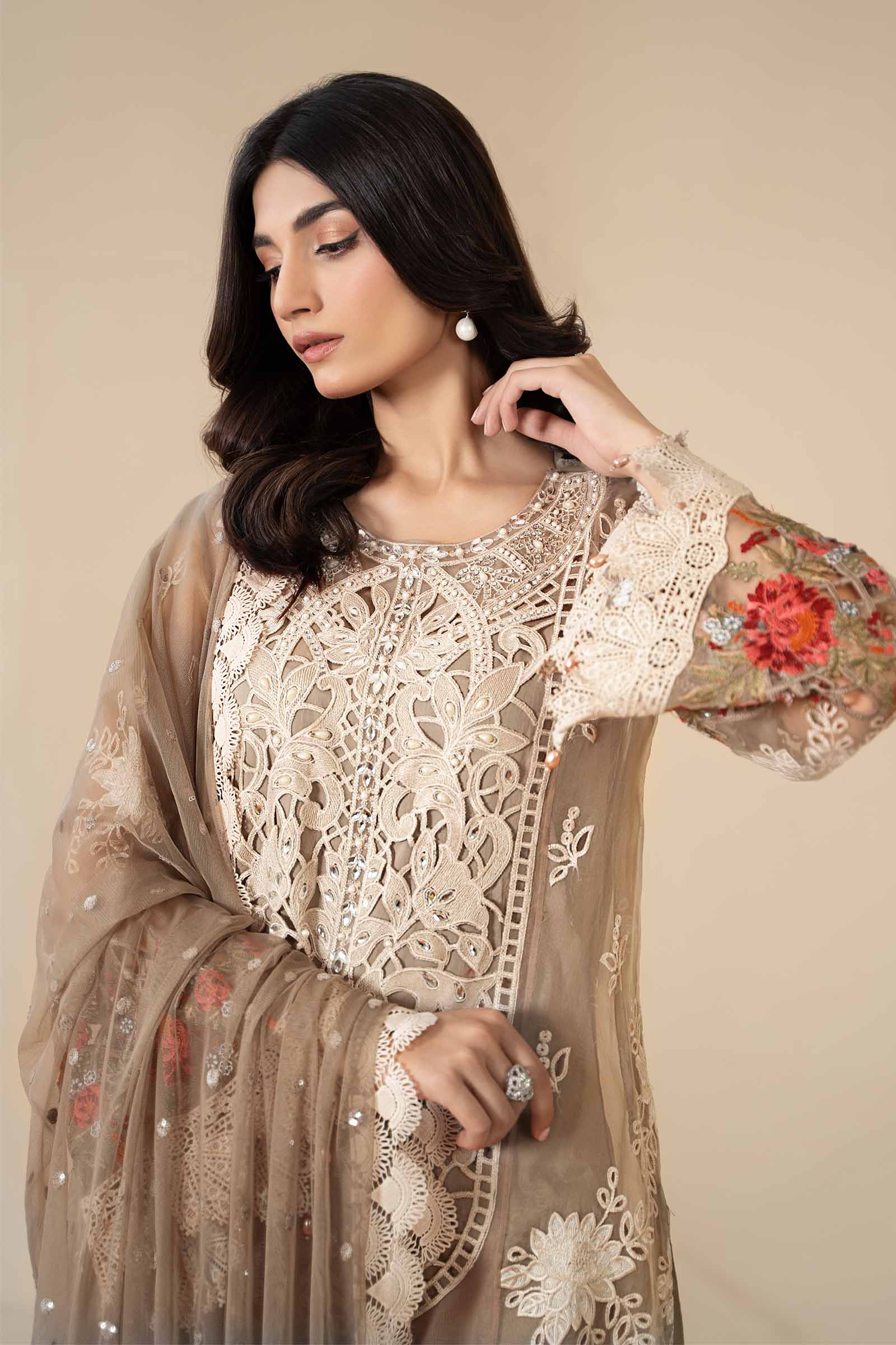 3 Piece Embroidered Organza Suit | ELS-24-01