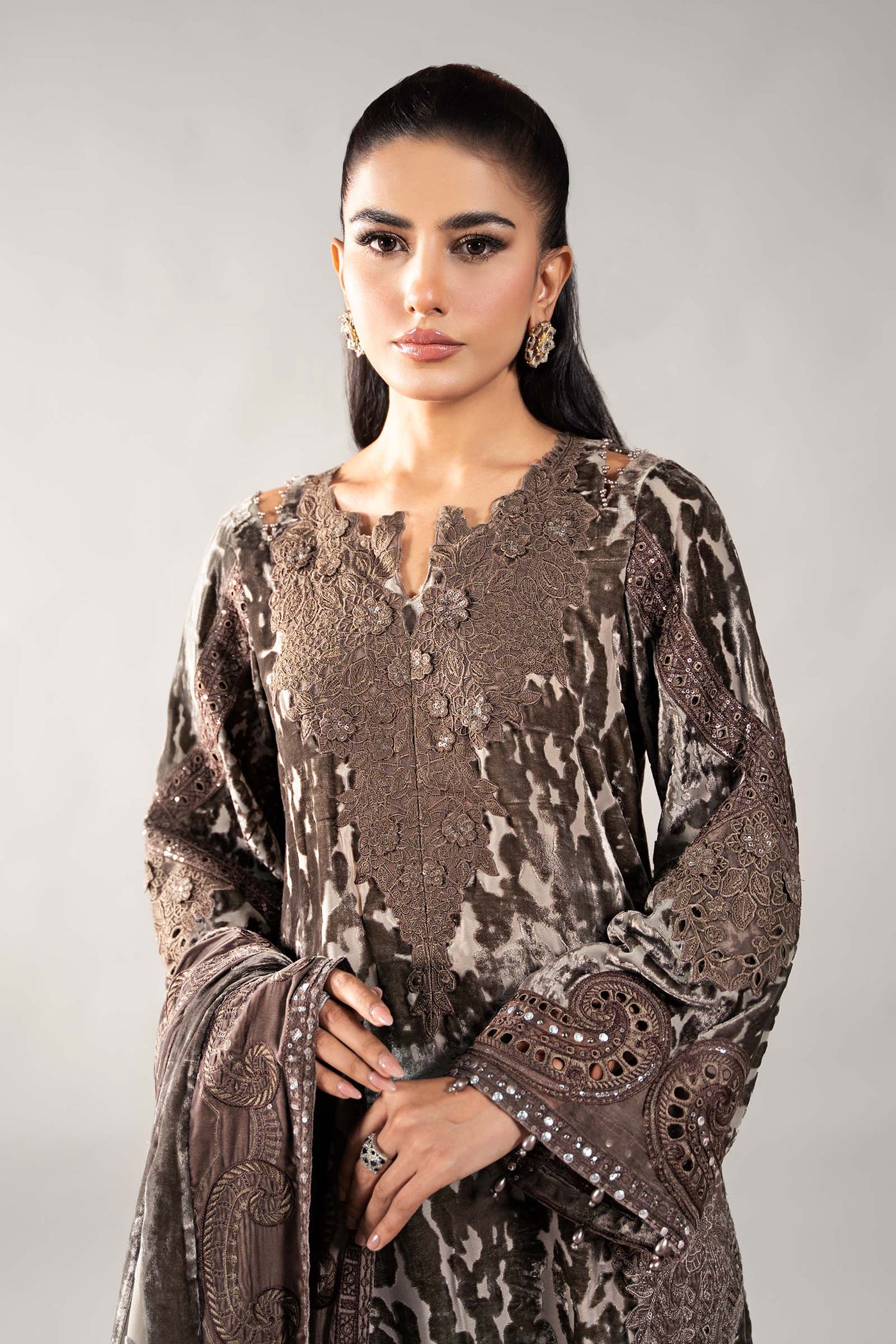 3 Piece Embroidered Palachi Suit | DLS-1201