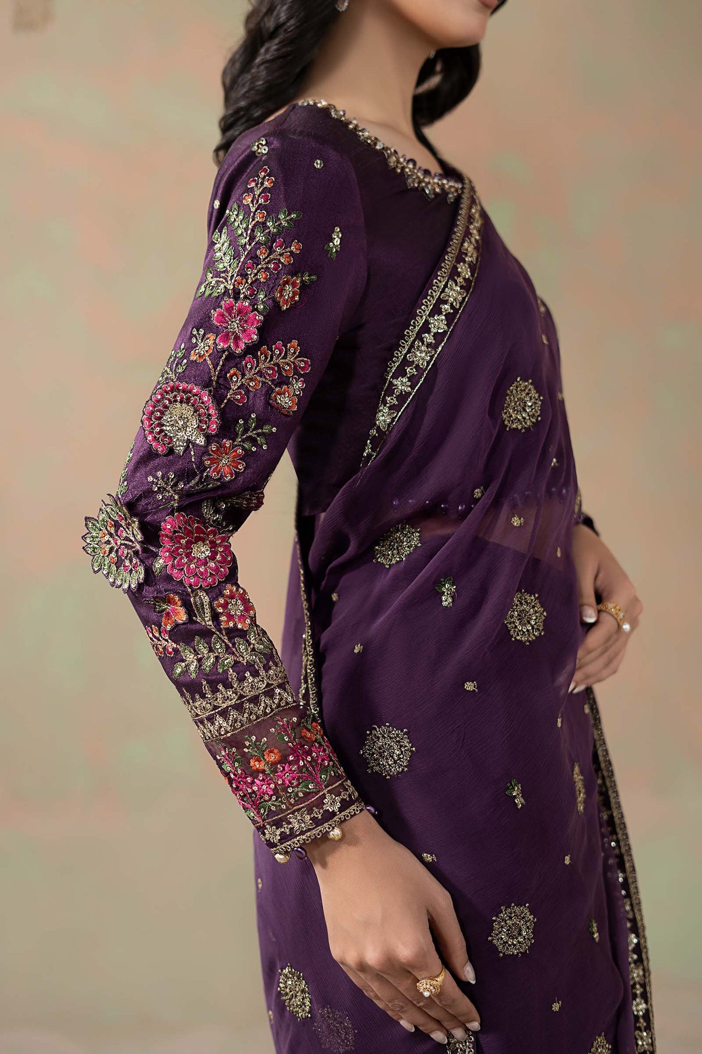 Embroidered Chiffon Saree