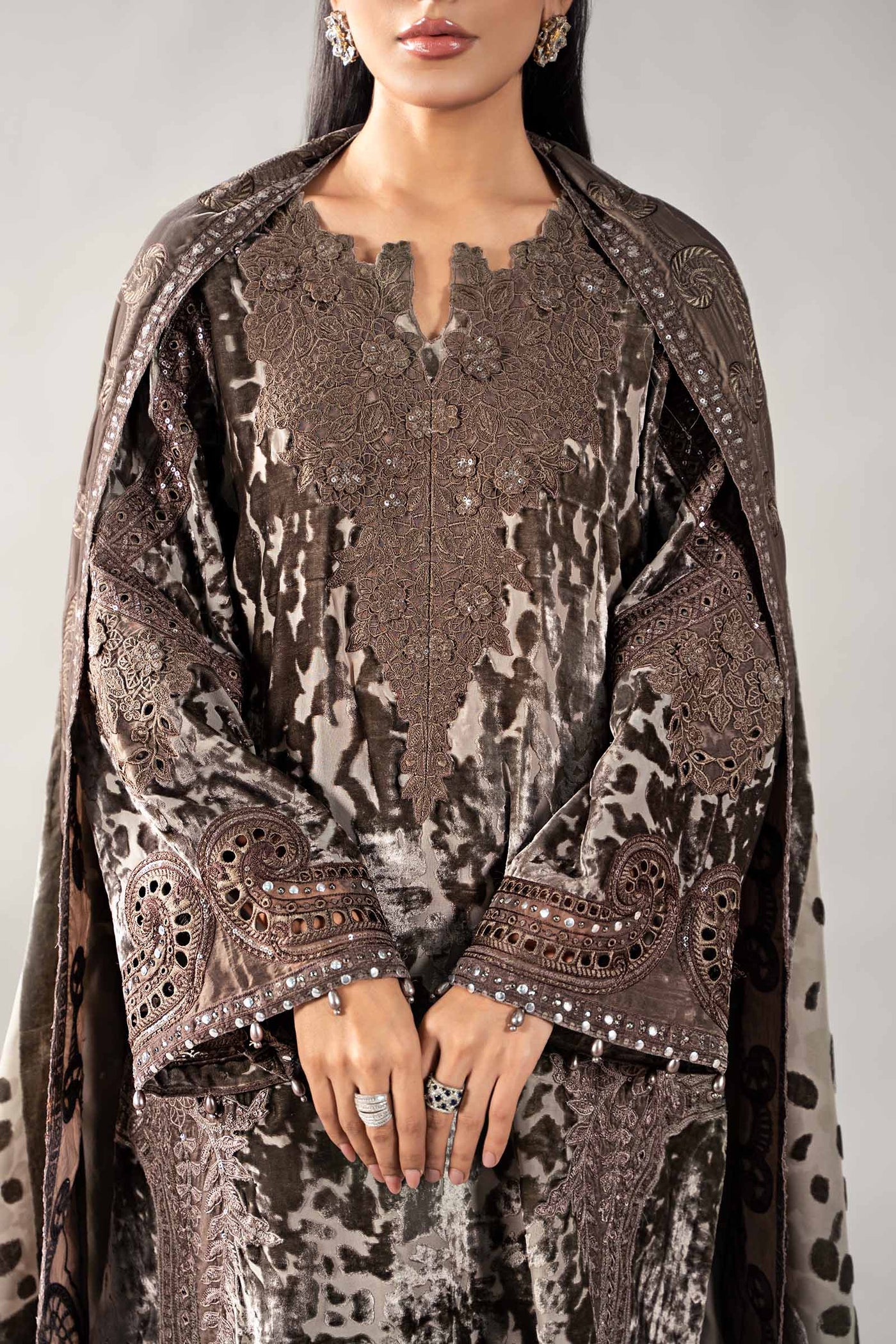 3 Piece Embroidered Palachi Suit | DLS-1201