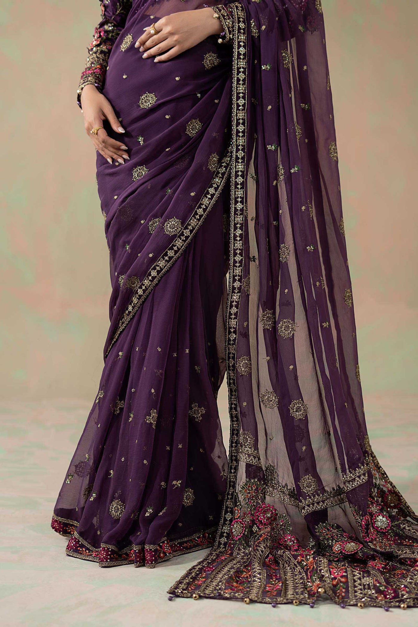 Embroidered Chiffon Saree