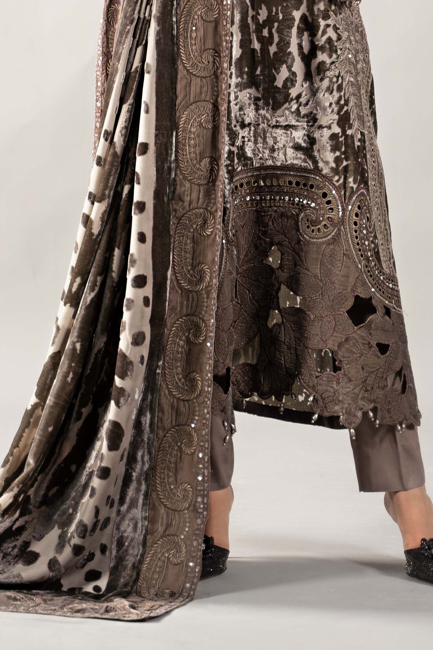 3 Piece Embroidered Palachi Suit | DLS-1201