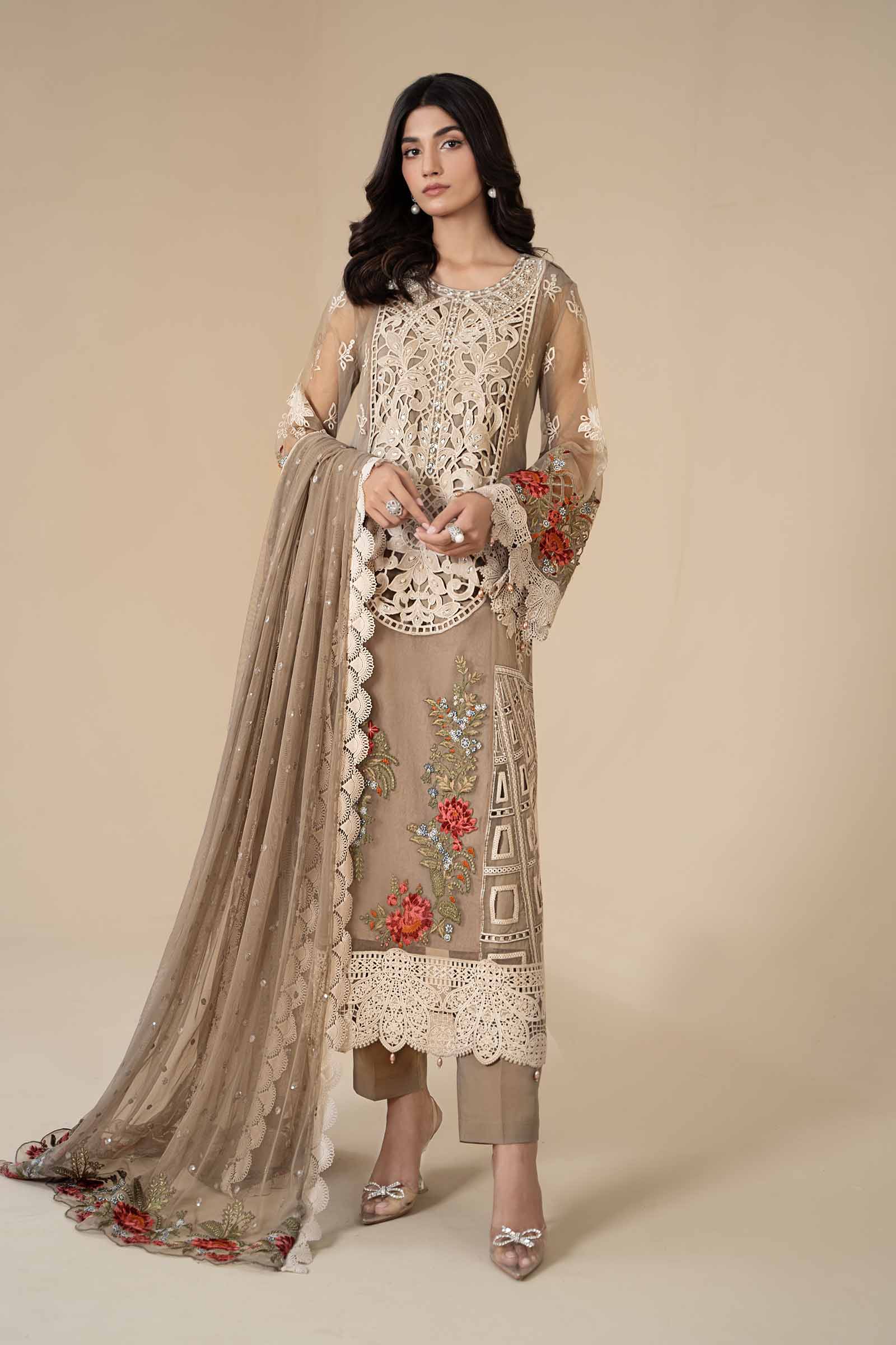 3 Piece Embroidered Organza Suit | ELS-24-01