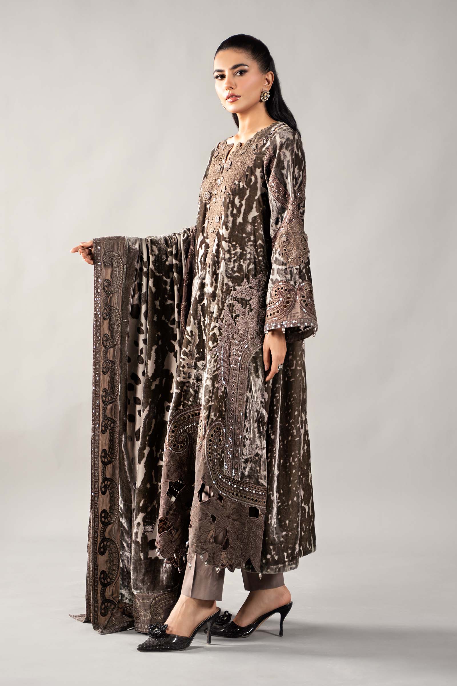 3 Piece Embroidered Palachi Suit | DLS-1201
