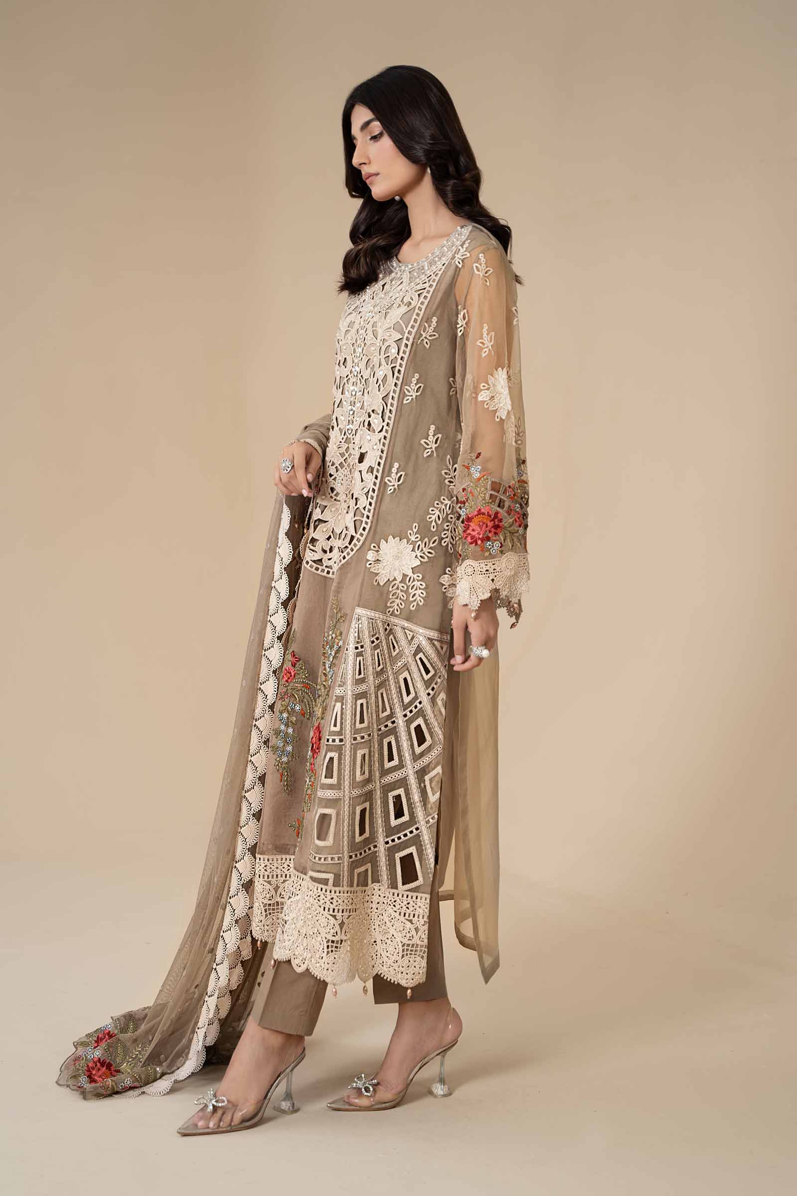 3 Piece Embroidered Organza Suit | ELS-24-01
