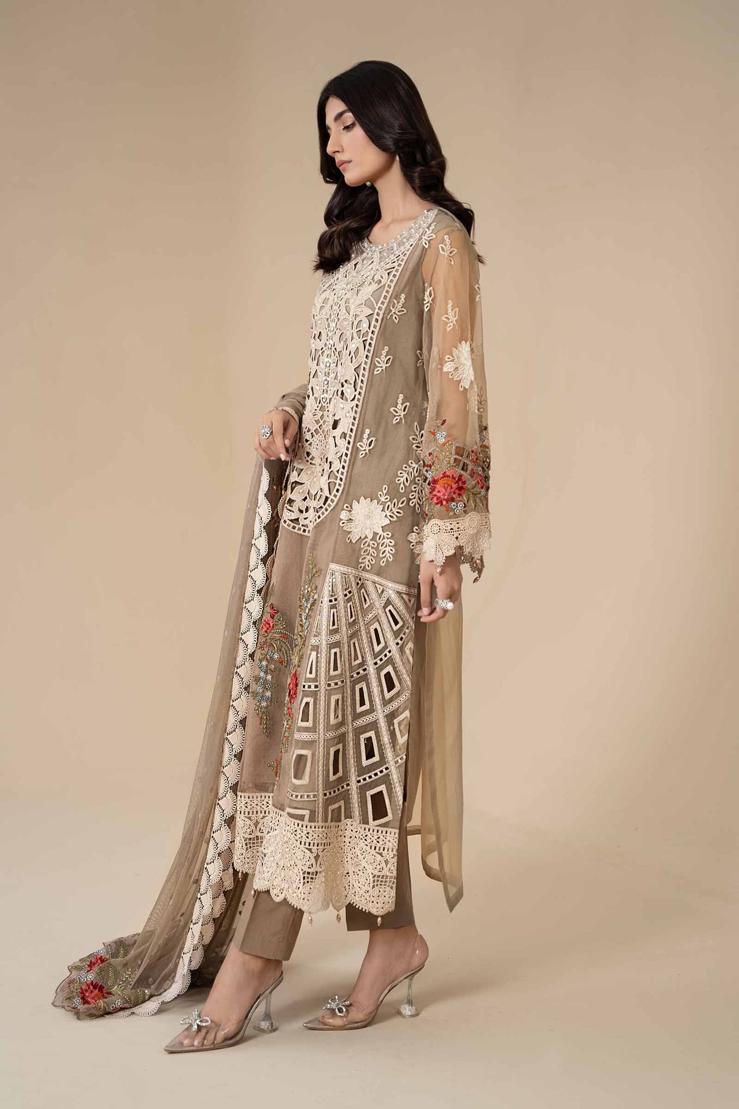 3 Piece Embroidered Organza Suit | ELS-24-01