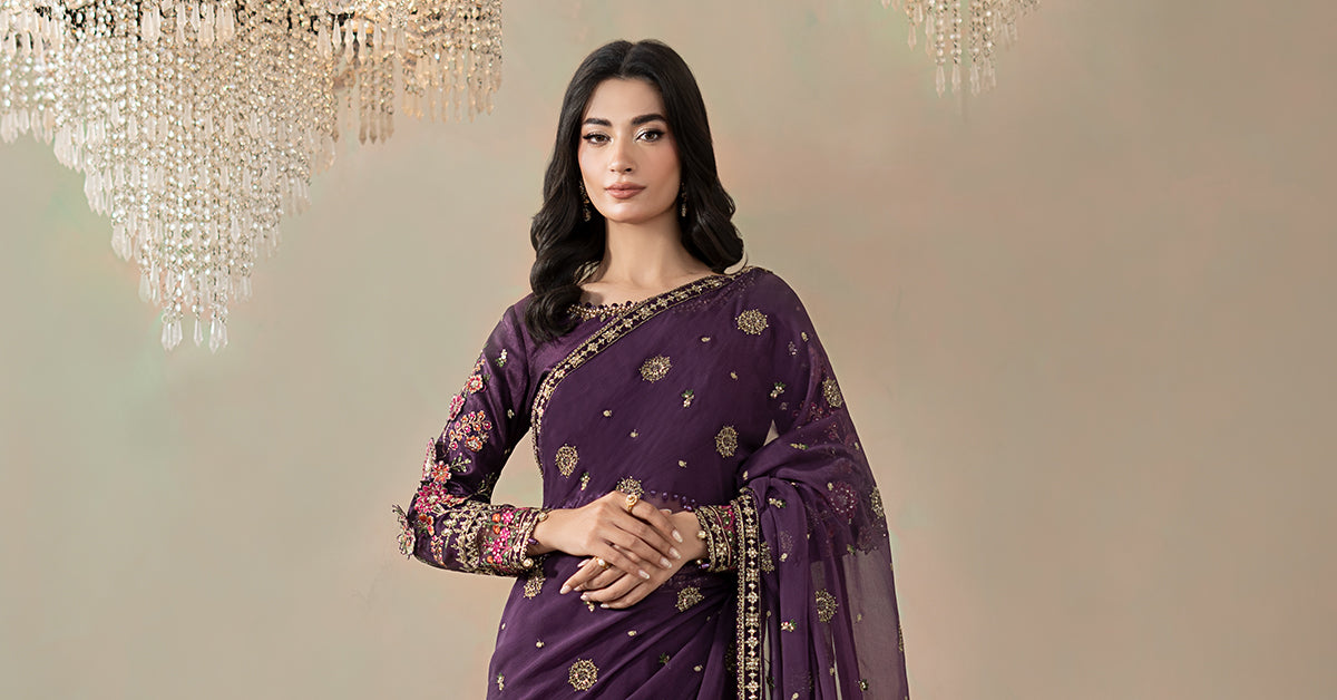 Embroidered Chiffon Saree