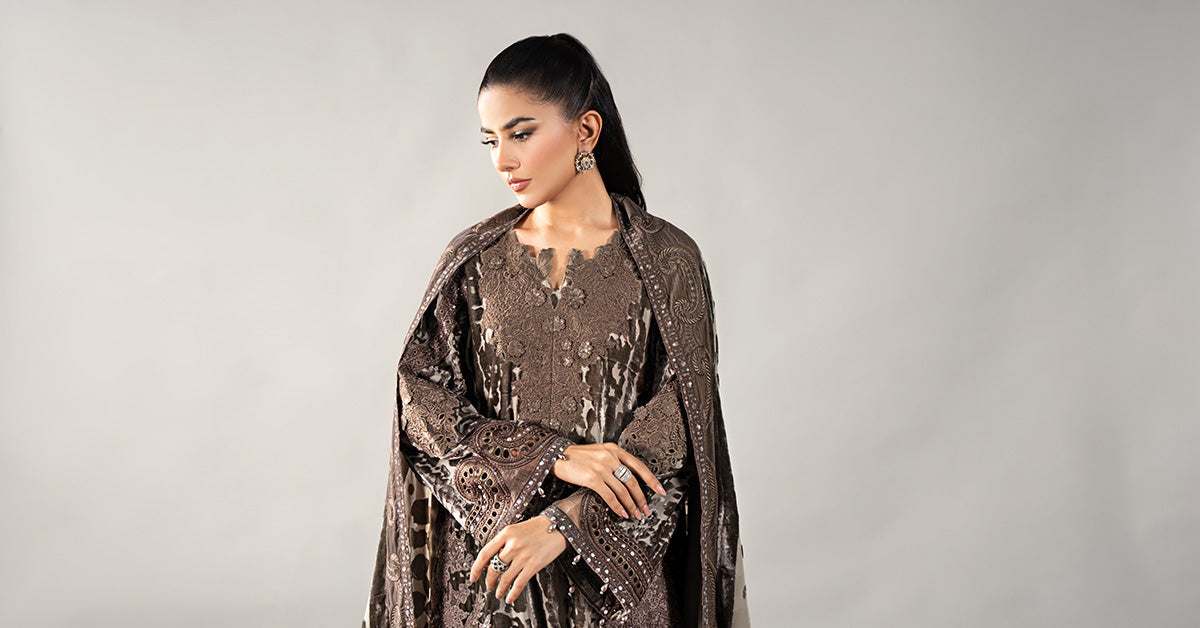 3 Piece Embroidered Palachi Suit | DLS-1201