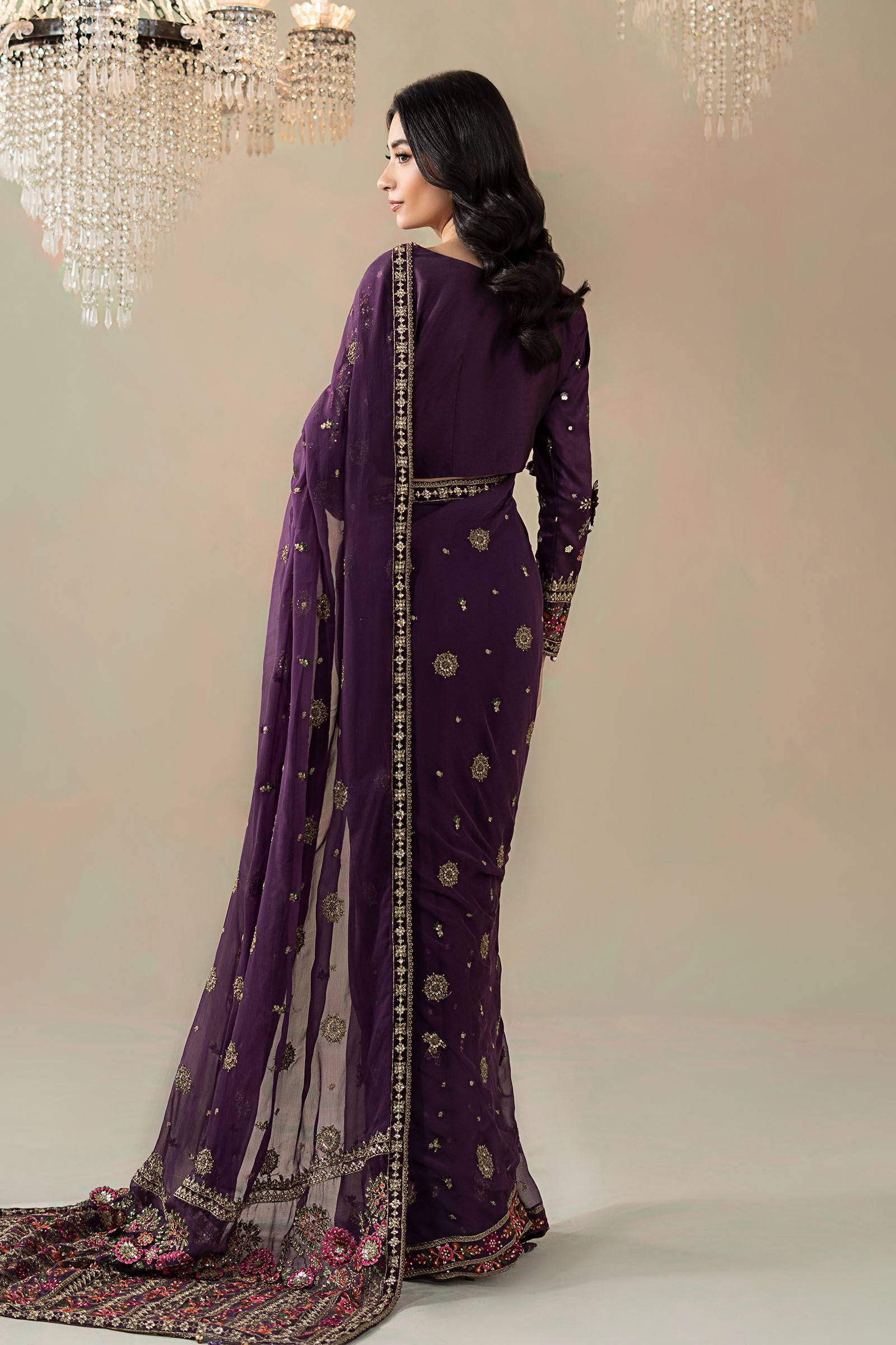 Embroidered Chiffon Saree