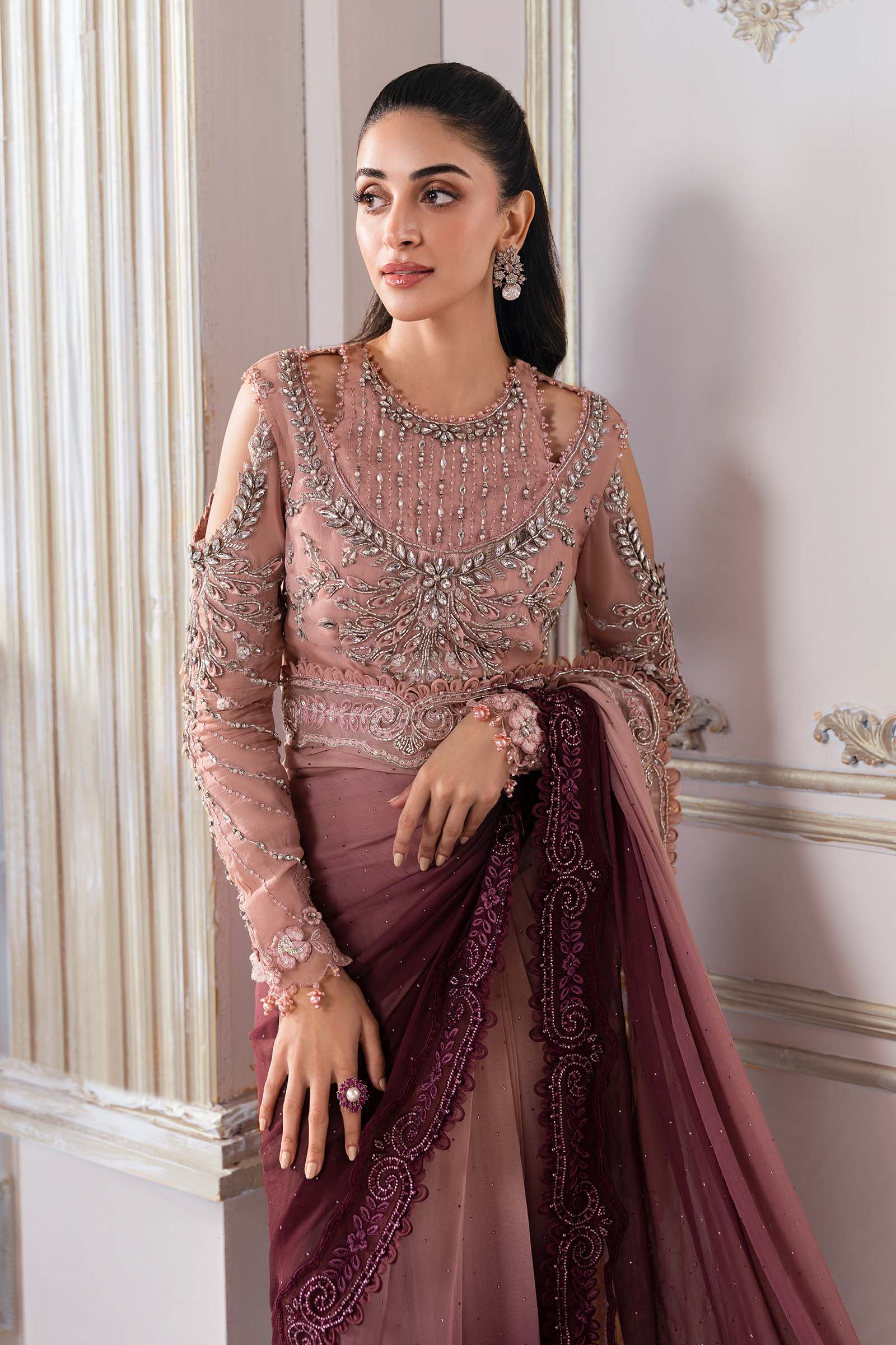 Unstitched Embroidered Chiffon Saree | BD-3001